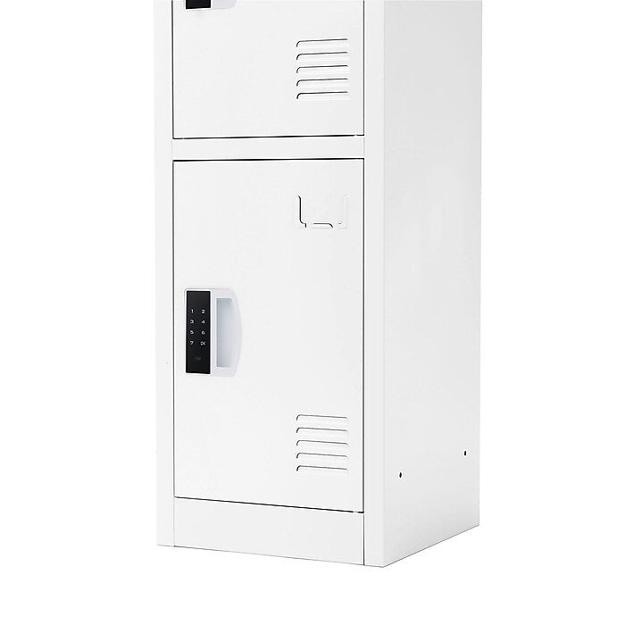 72" H x 12" W  4-Tier Steel Storage Locker with Digital Lock, White