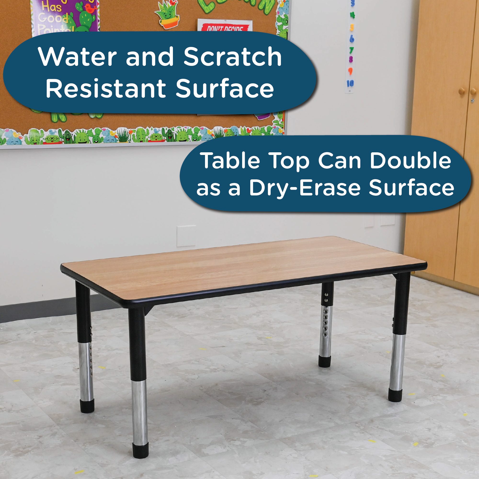 AS WE GROW Oak Black Rectangular Adjustable Table - 24" x 48"