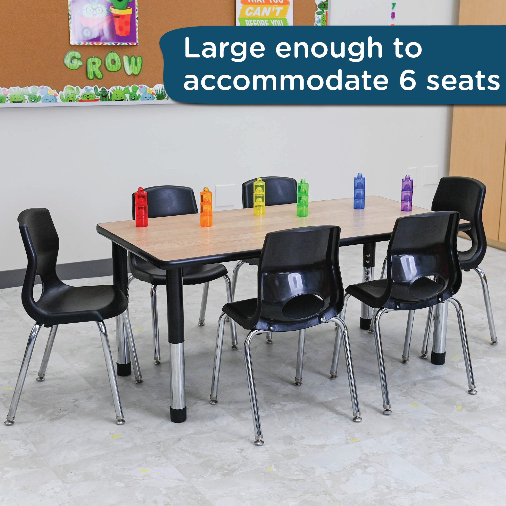 AS WE GROW Oak Black Rectangular Adjustable Table - 24" x 48"