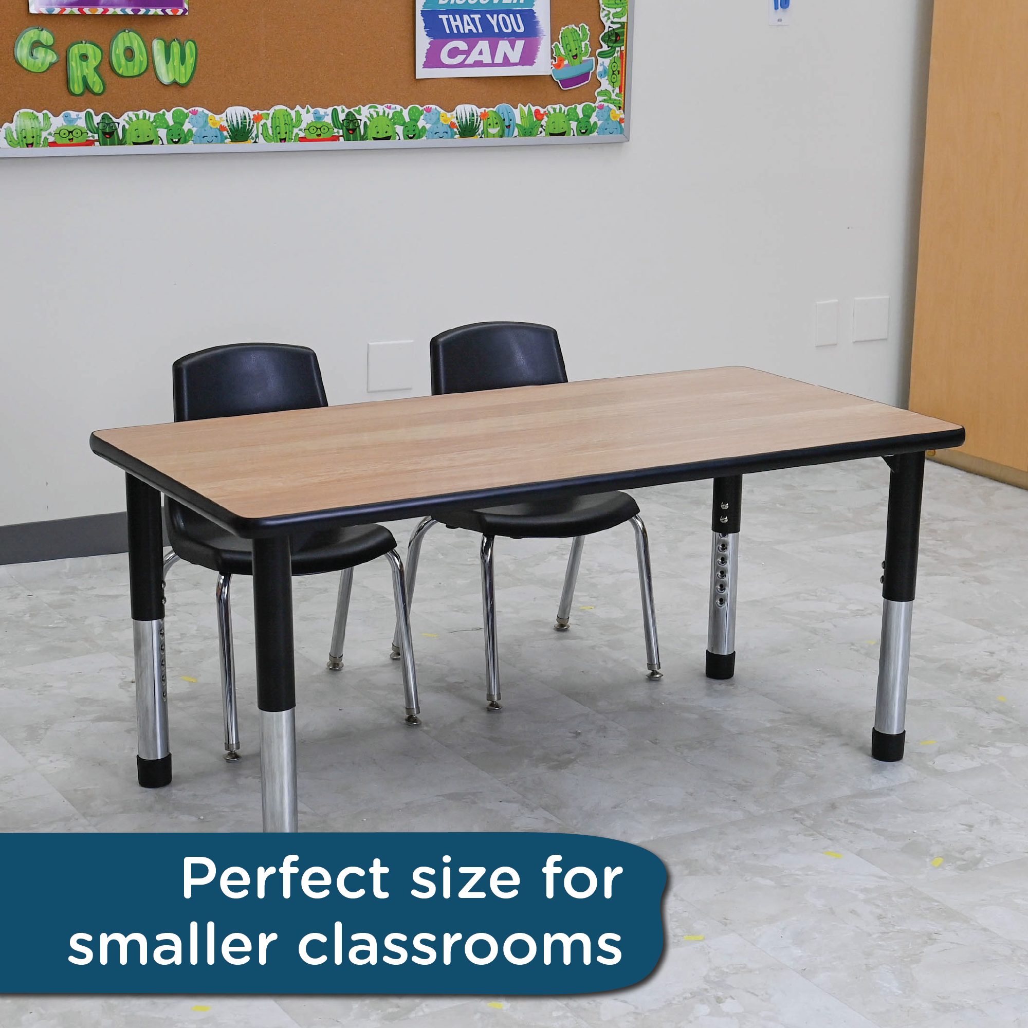 AS WE GROW Oak Black Rectangular Adjustable Table - 24" x 48"
