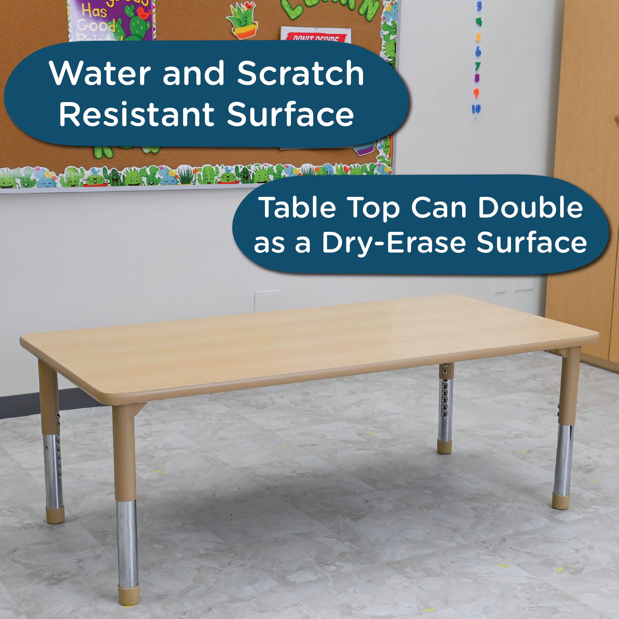 AS WE GROW Maple Tan Rectangular Adjustable Table - 30" x 60"