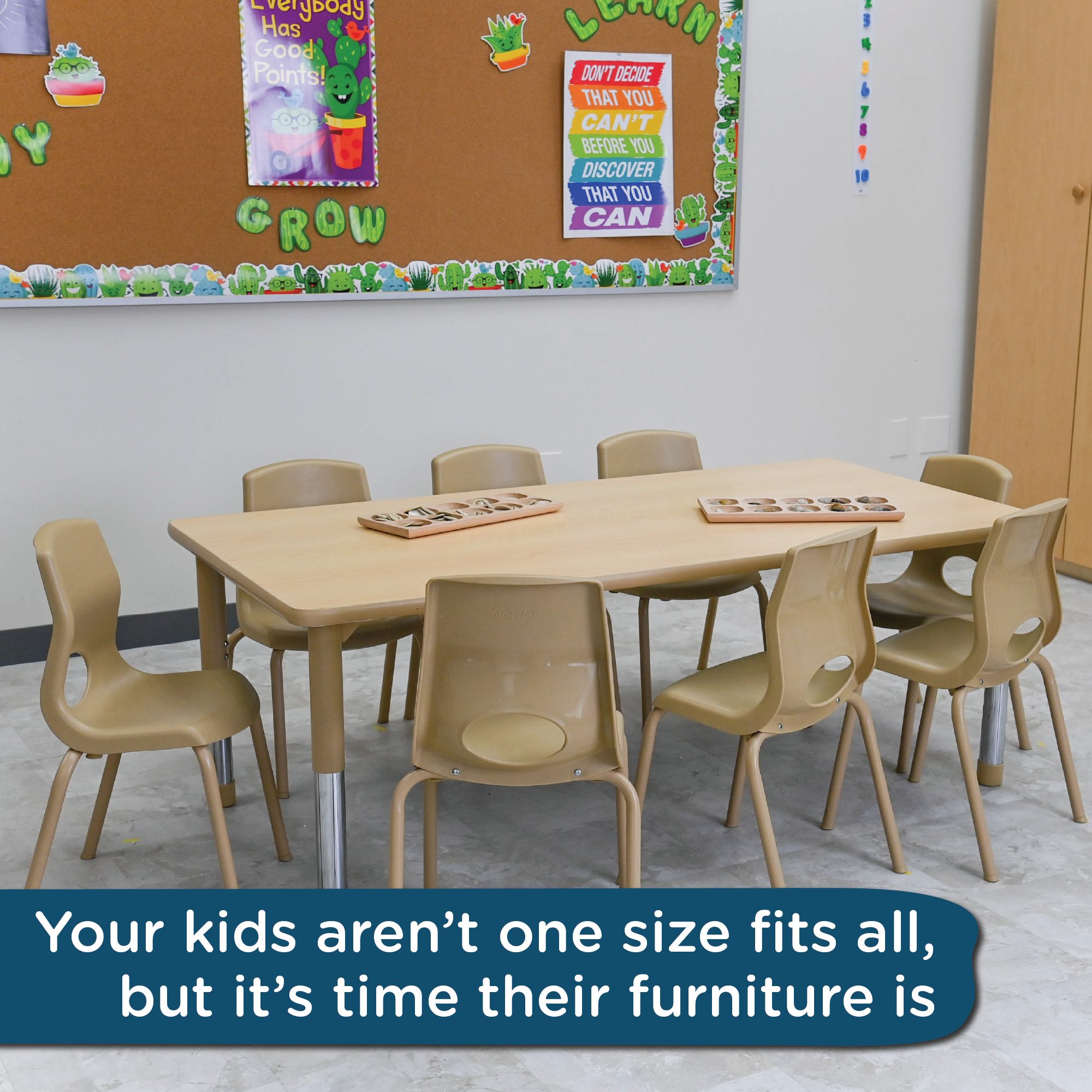 AS WE GROW Maple Tan Rectangular Adjustable Table - 30" x 60"