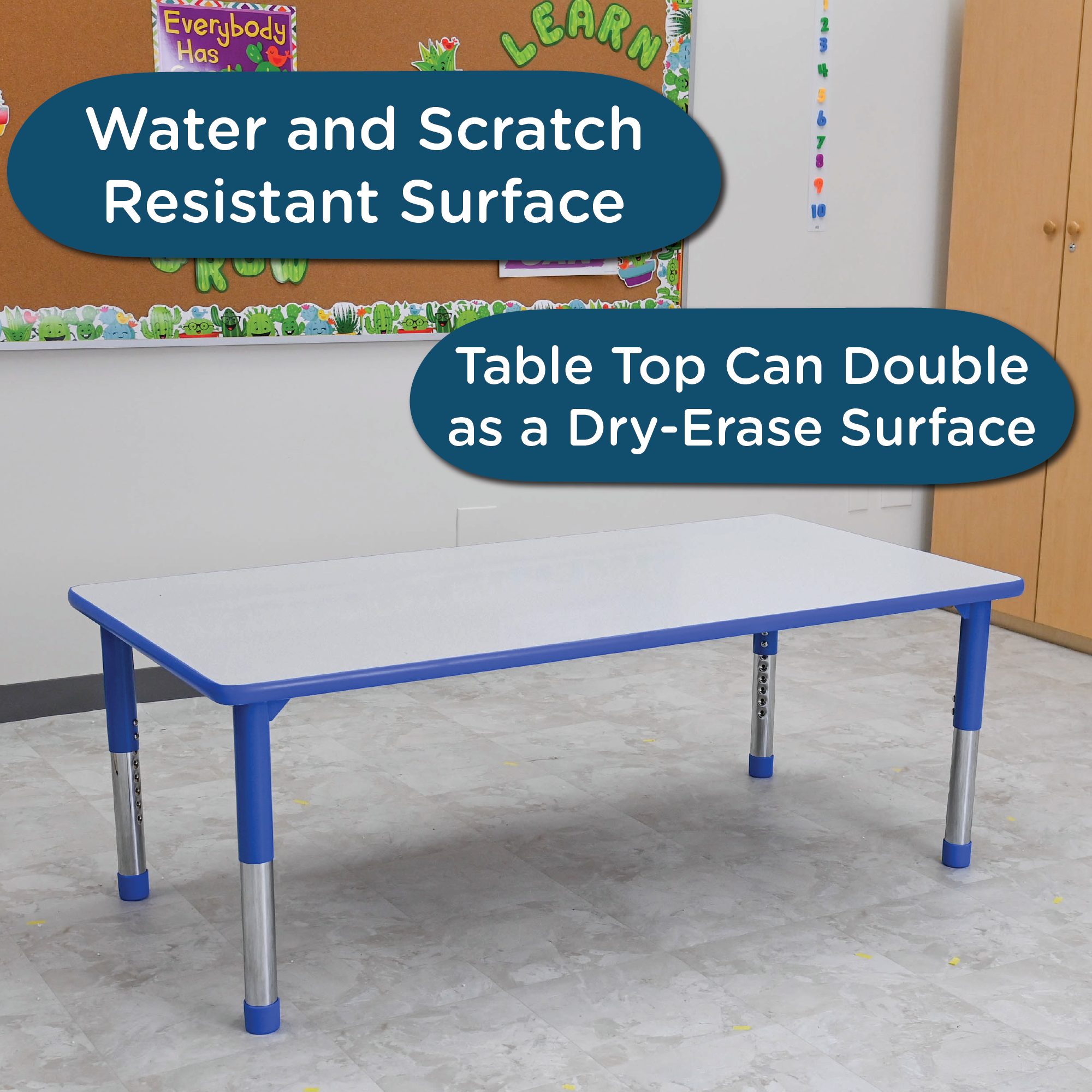 AS WE GROW Gray Blue Rectangular Adjustable Table - 30" x 60"