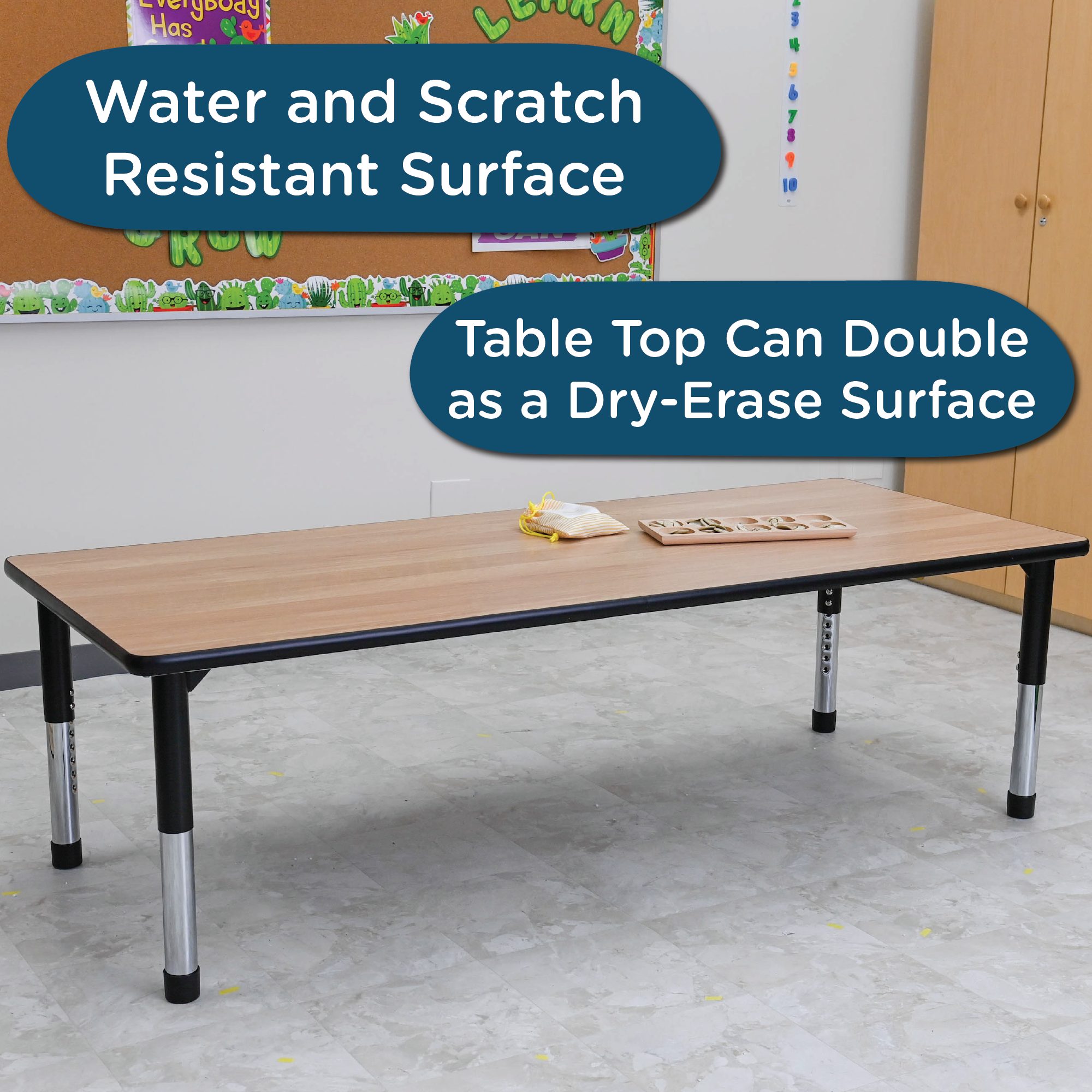 AS WE GROW Oak Black Rectangular Adjustable Table - 30" x 72"