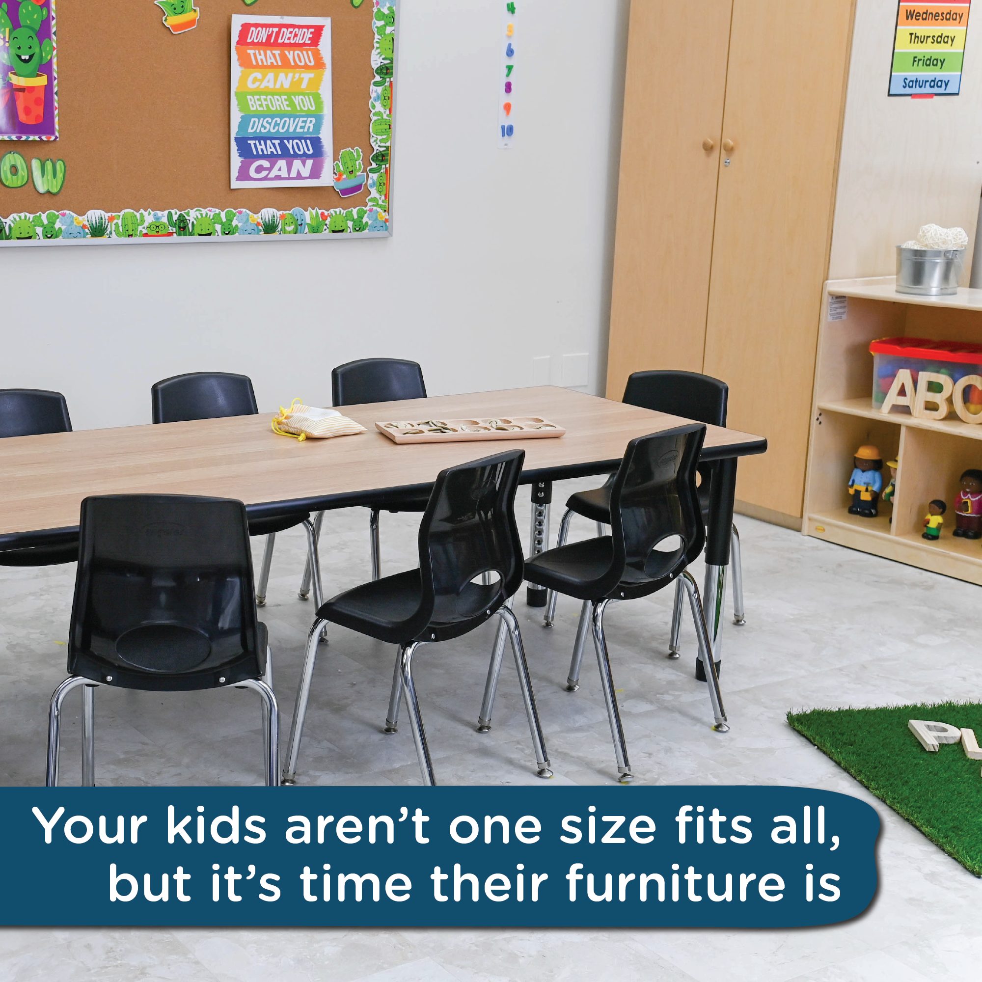 AS WE GROW Oak Black Rectangular Adjustable Table - 30" x 72"