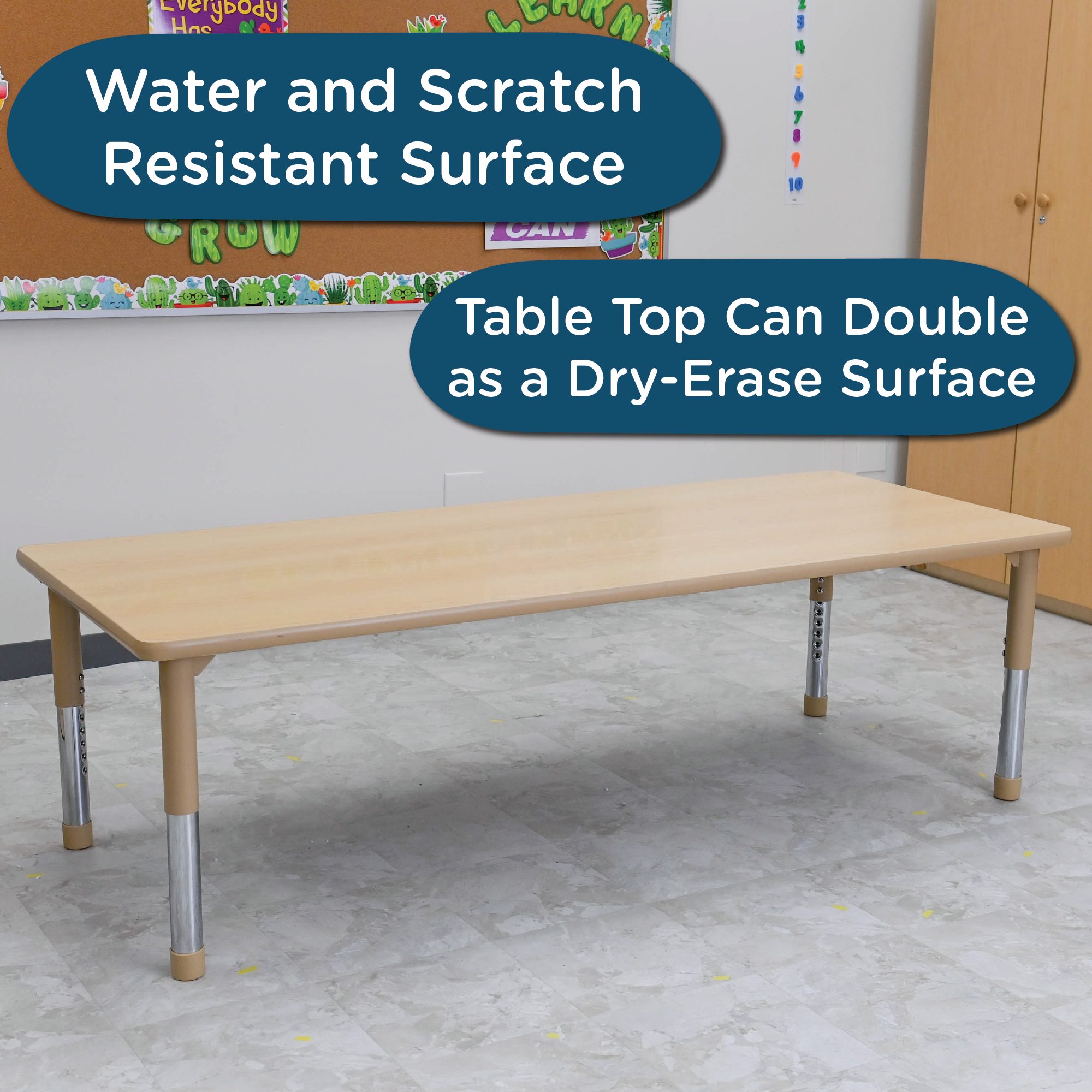 AS WE GROW Maple Tan Rectangular Adjustable Table - 30" x 72"