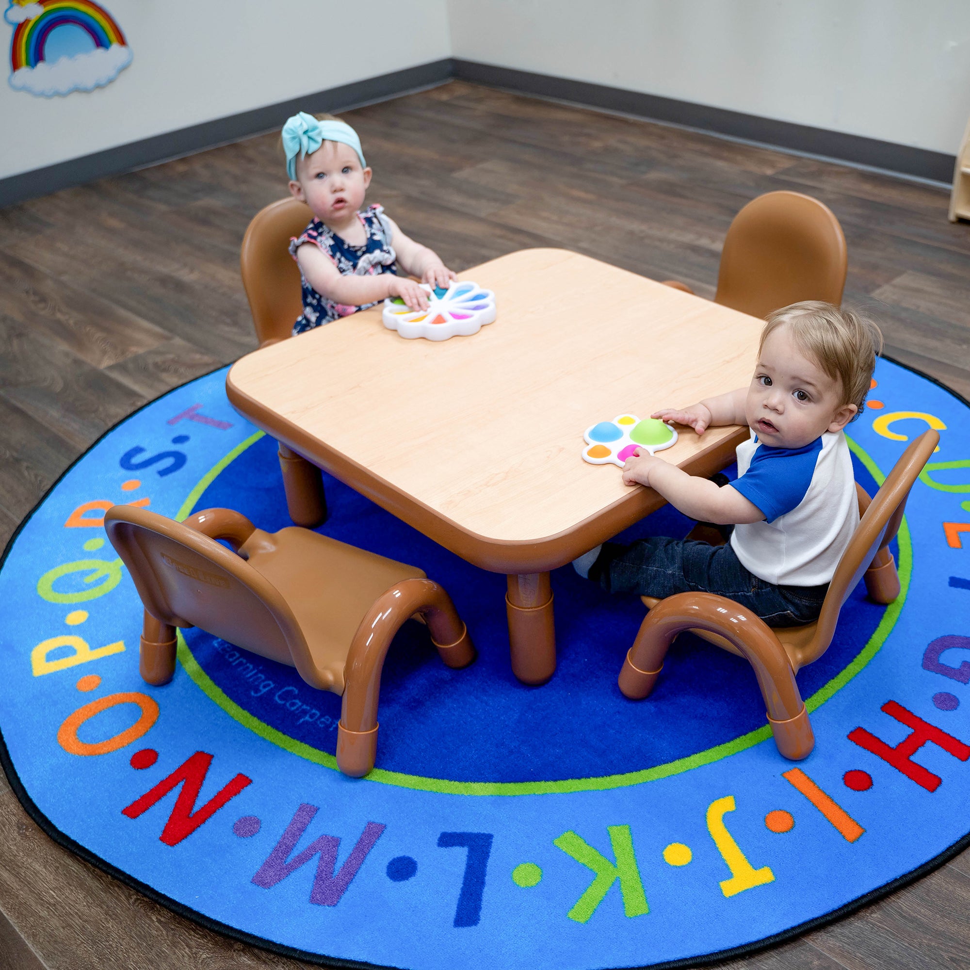 BASELINE Toddler 30" Square Table & Chair Set - Natural Wood