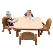 BASELINE Toddler 30" Square Table & Chair Set - Natural Wood