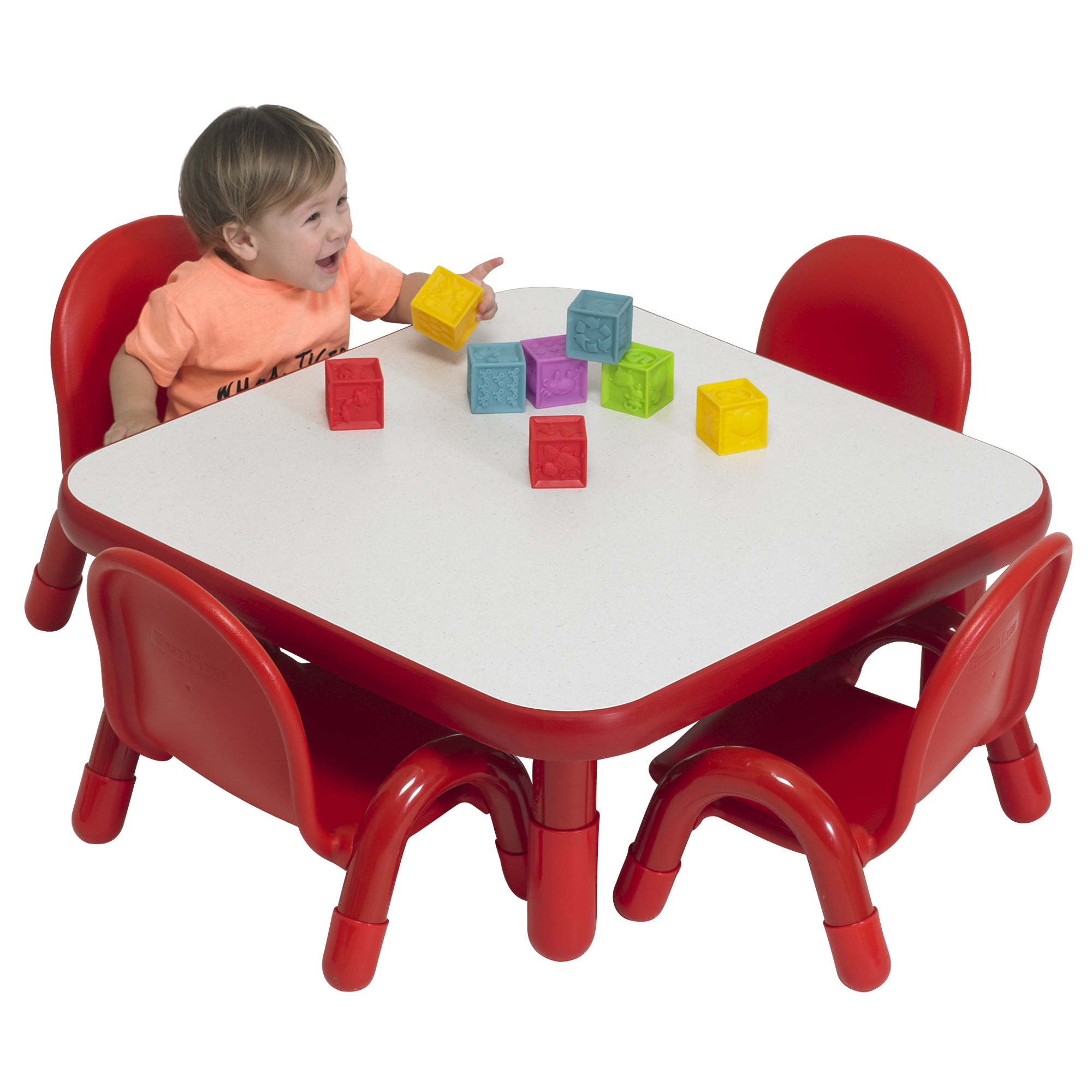 BASELINE Toddler 30" Square Table & Chair Set - Solid Candy Apple Red