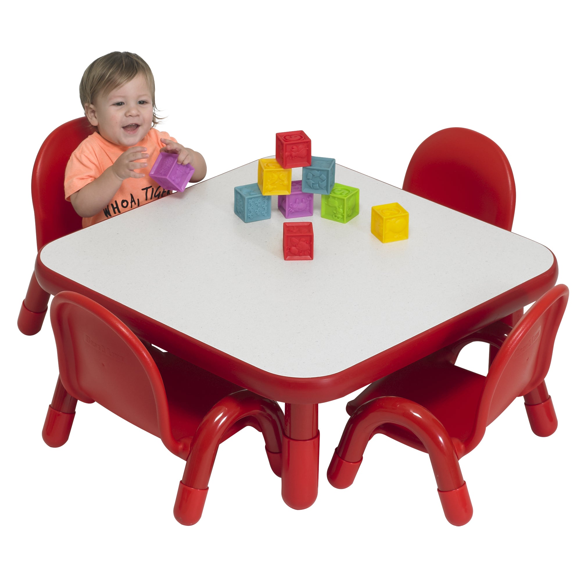 BASELINE Toddler 30" Square Table & Chair Set - Solid Candy Apple Red