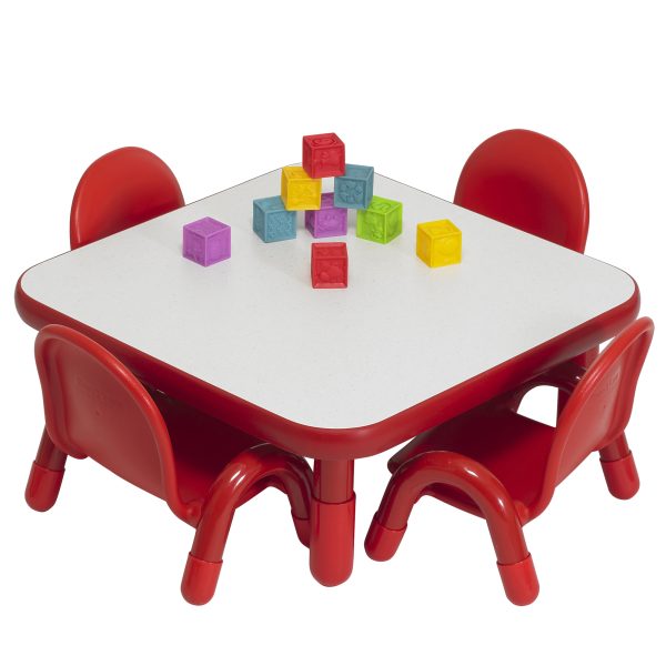 BASELINE Toddler 30" Square Table & Chair Set - Solid Candy Apple Red