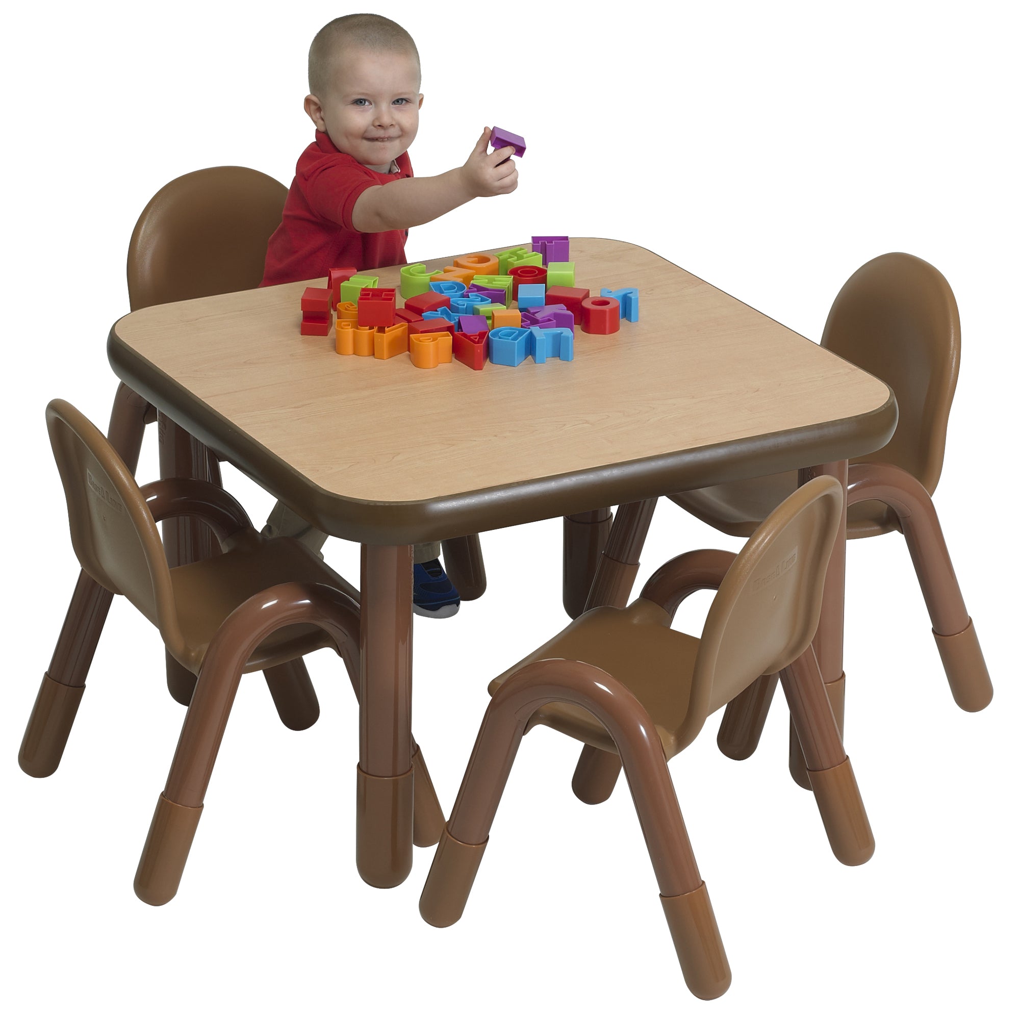 BASELINE Preschool 30" Square Table & Chair Set - Natural Wood