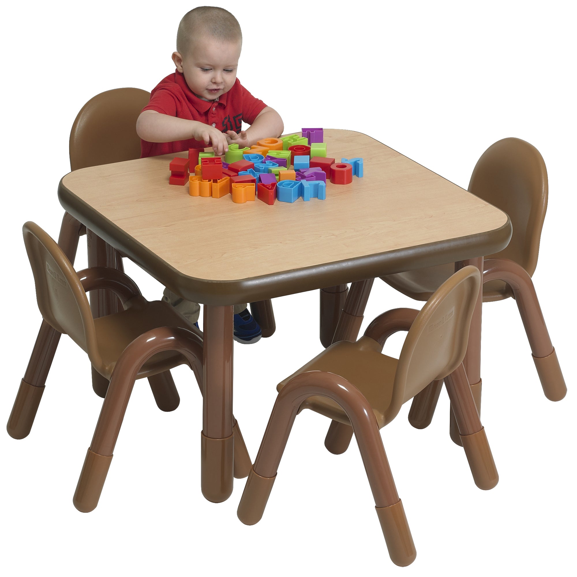 BASELINE Preschool 30" Square Table & Chair Set - Natural Wood