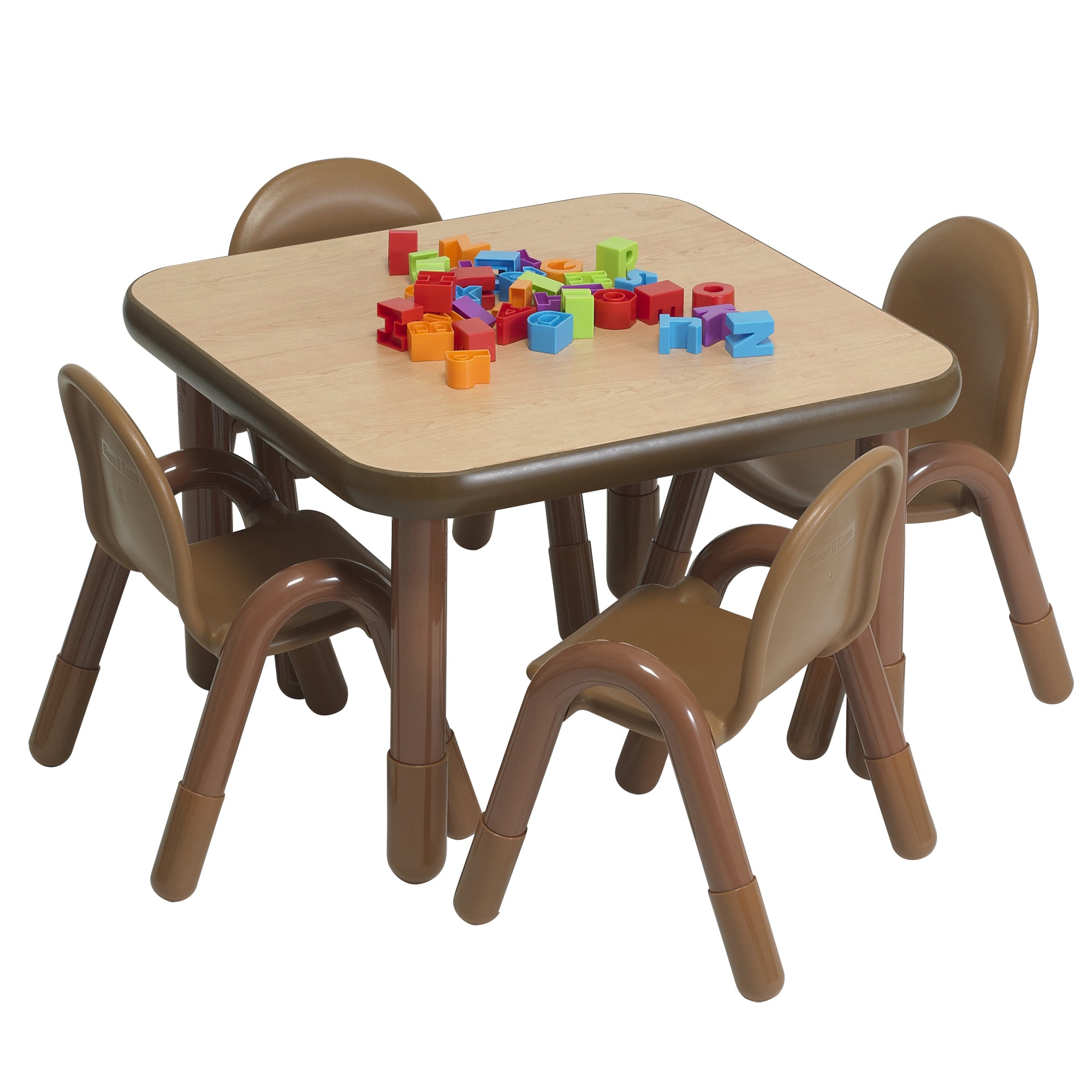 BASELINE Preschool 30" Square Table & Chair Set - Natural Wood