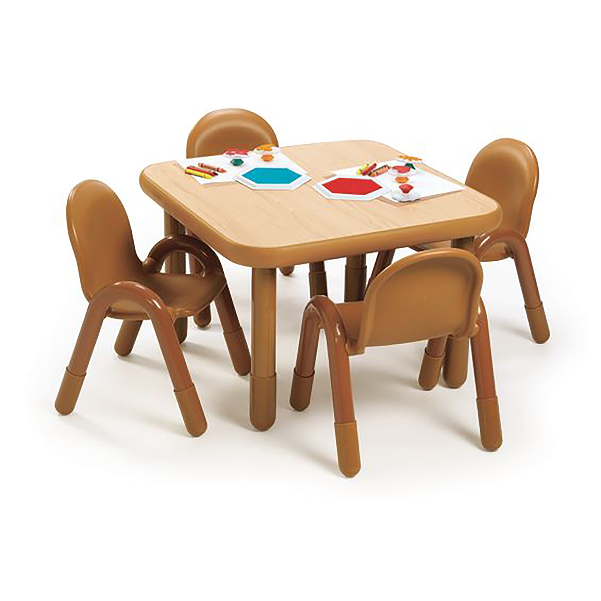 BASELINE Preschool 30" Square Table & Chair Set - Natural Wood