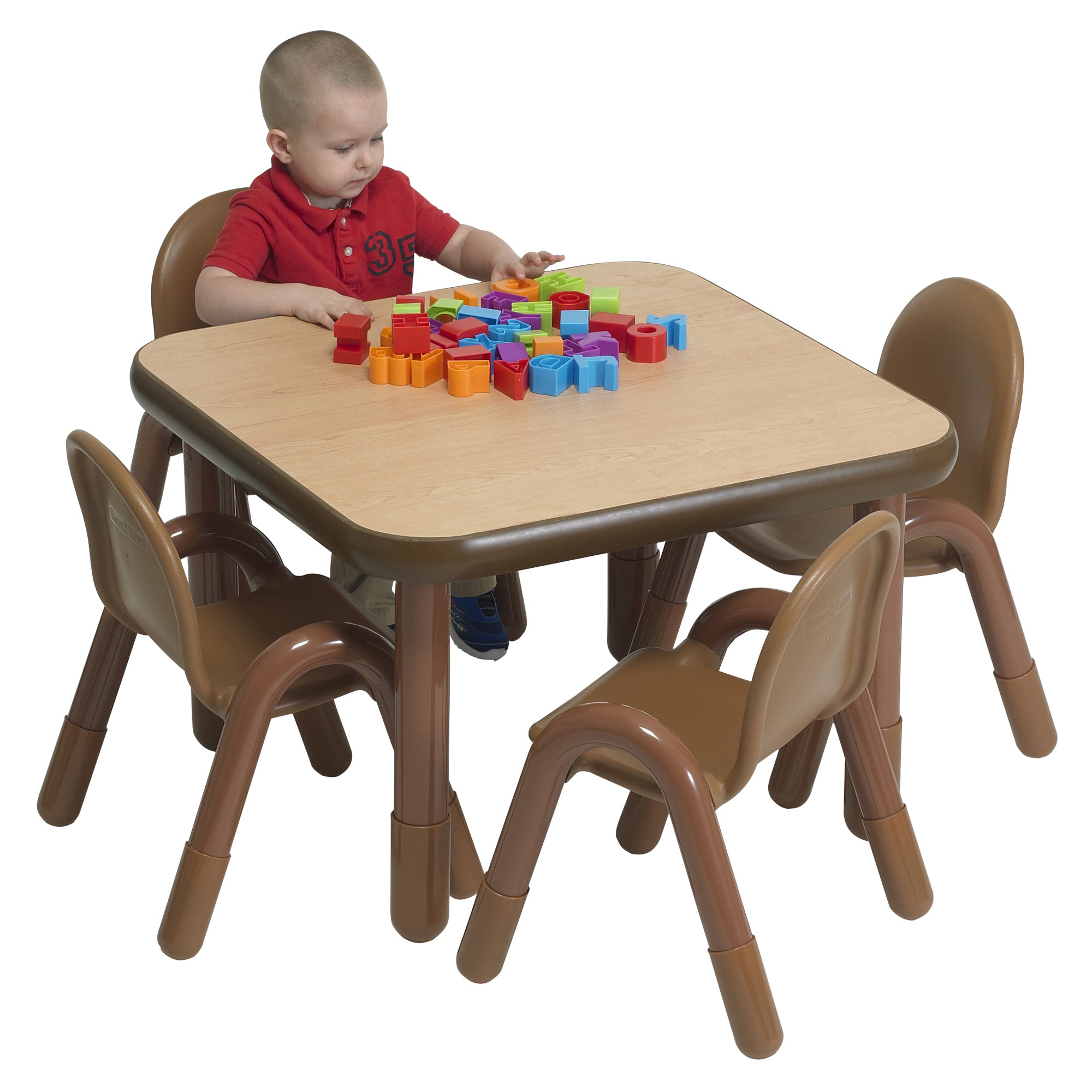 BASELINE Preschool 30" Square Table & Chair Set - Natural Wood