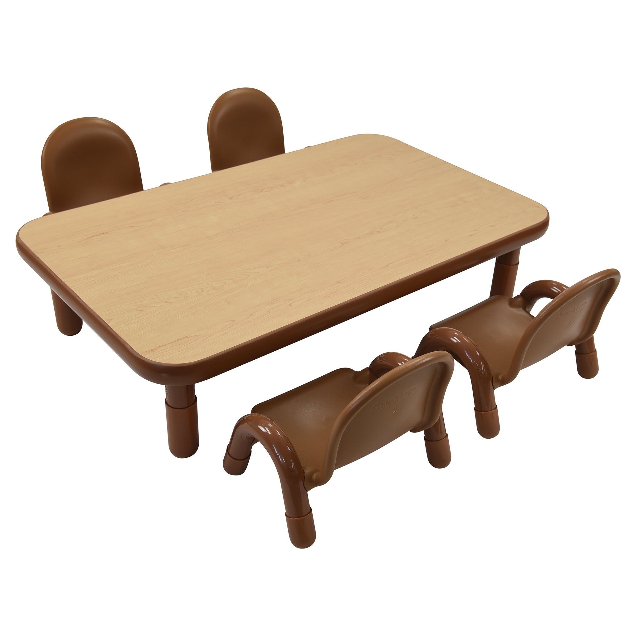 BASELINE Toddler 48" x 30" Rectangular Table & Chair Set  - Natural Wood