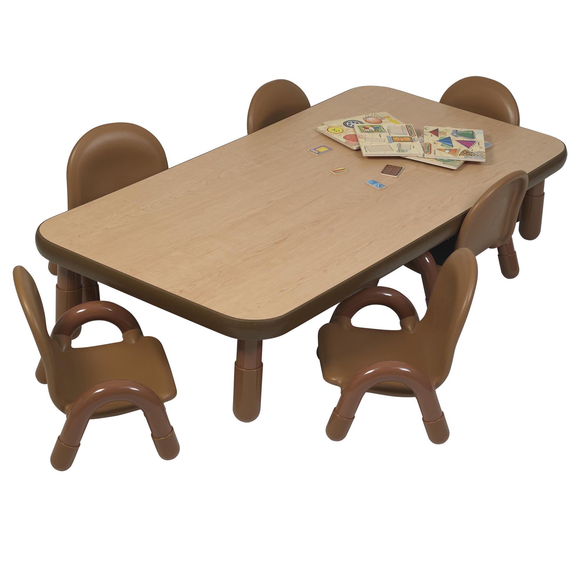 BASELINE Toddler 60" x 30" Rectangular Table & Chair Set - Natural Wood