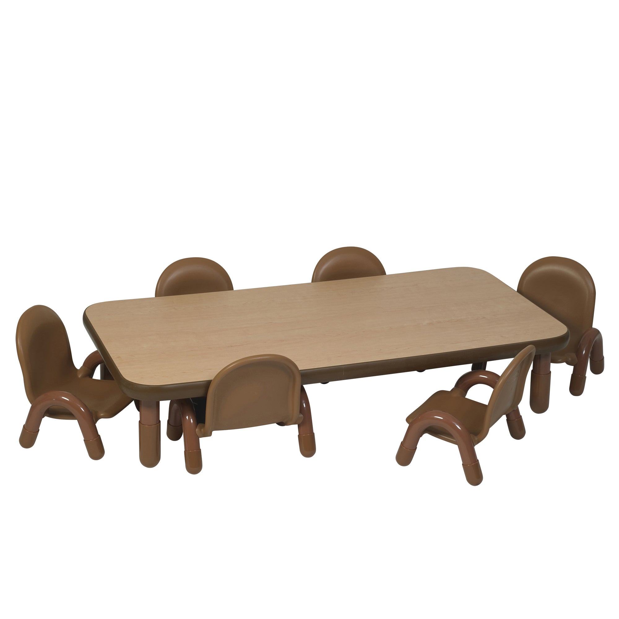 BASELINE Toddler 60" x 30" Rectangular Table & Chair Set - Natural Wood