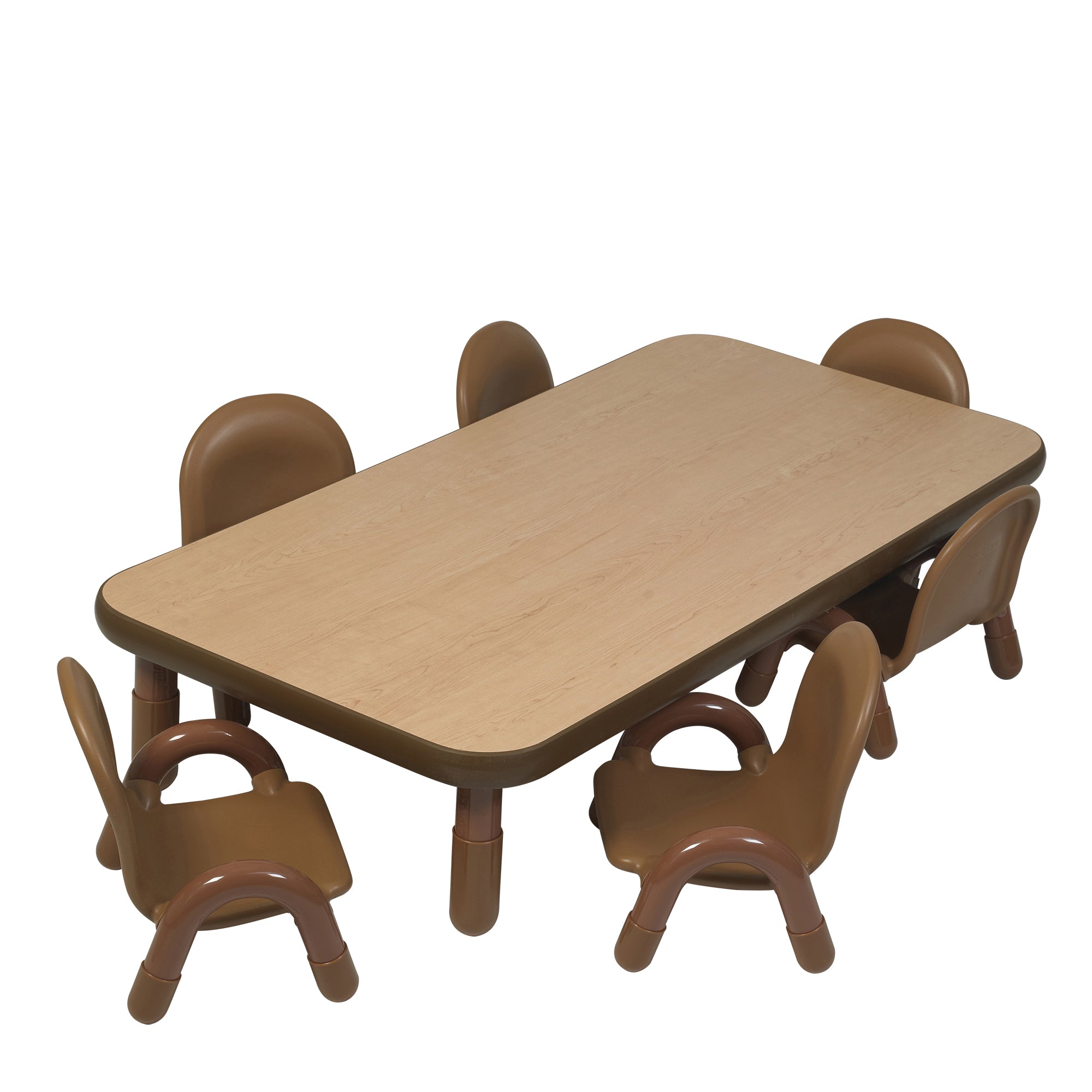 BASELINE Toddler 60" x 30" Rectangular Table & Chair Set - Natural Wood