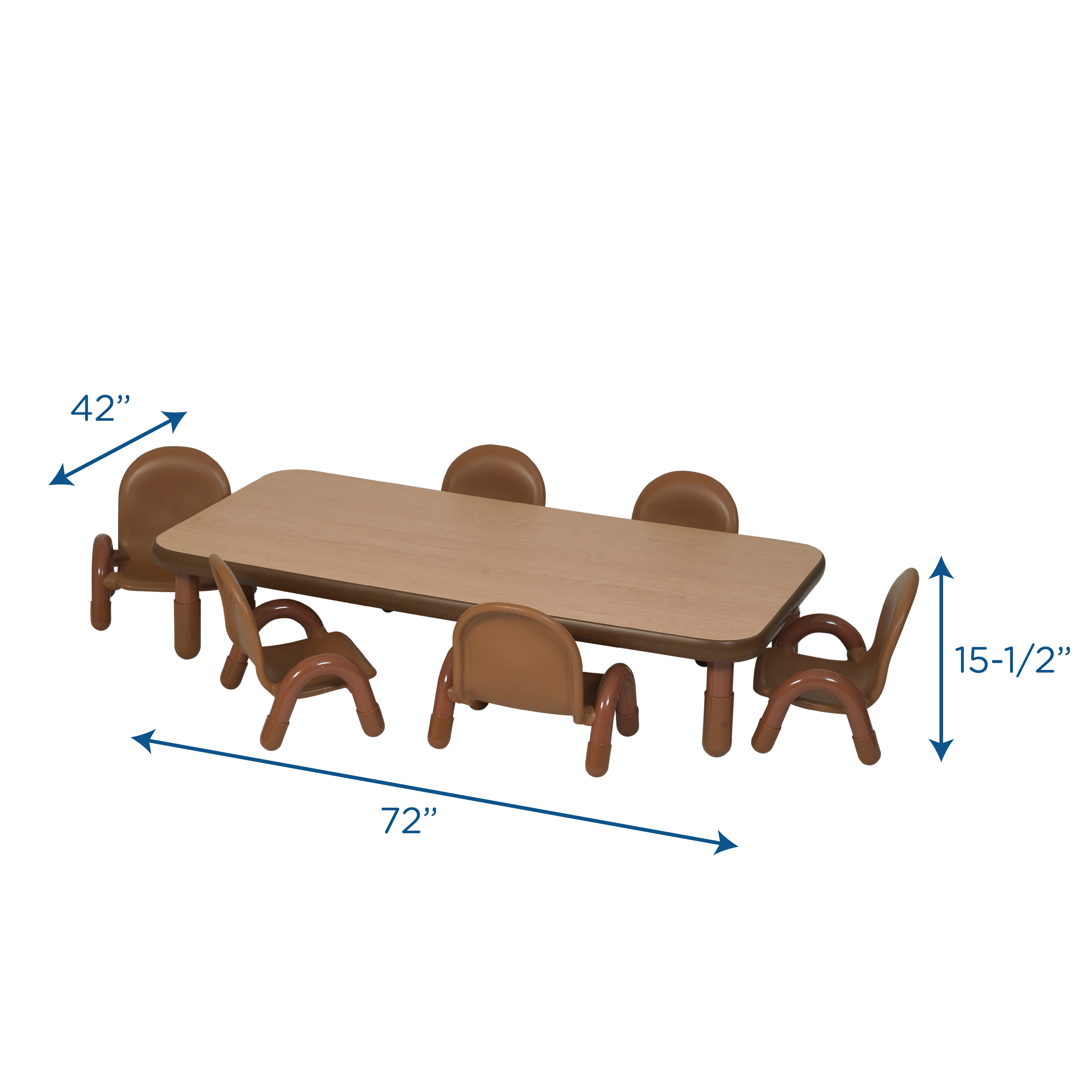 BASELINE Toddler 60" x 30" Rectangular Table & Chair Set - Natural Wood