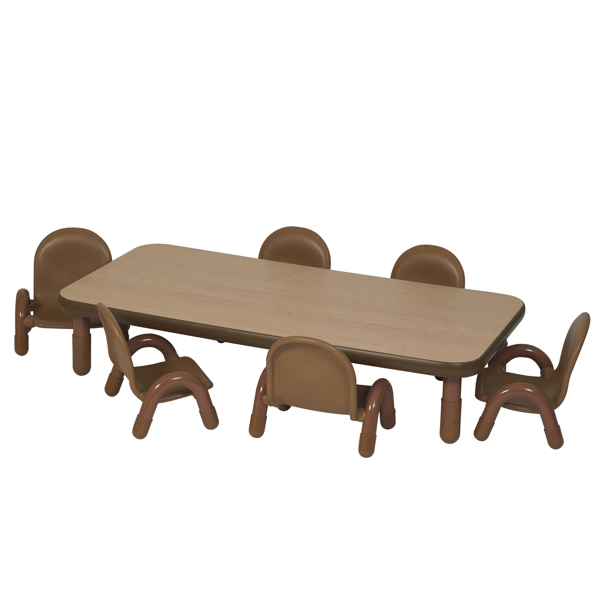 BASELINE Toddler 60" x 30" Rectangular Table & Chair Set - Natural Wood