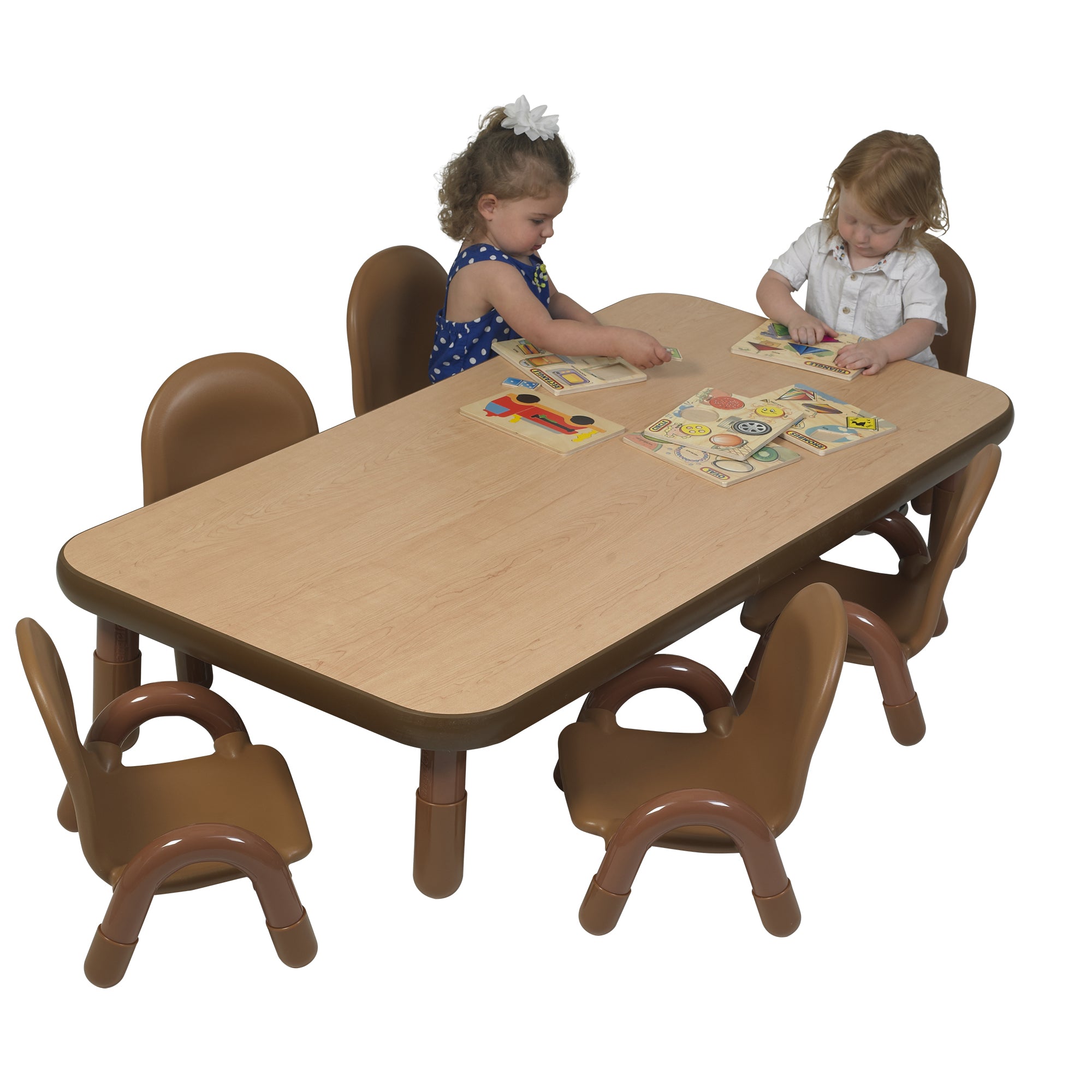 BASELINE Toddler 60" x 30" Rectangular Table & Chair Set - Natural Wood