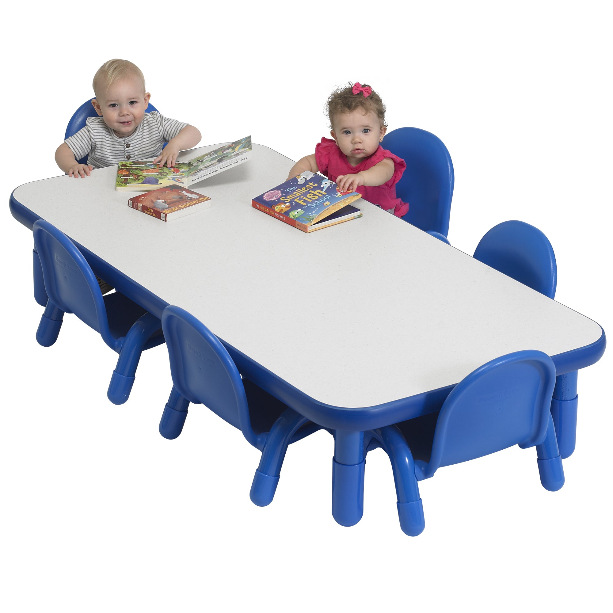 BASELINE Toddler 60" x 30" Rectangular Table & Chair Set - Solid Royal Blue