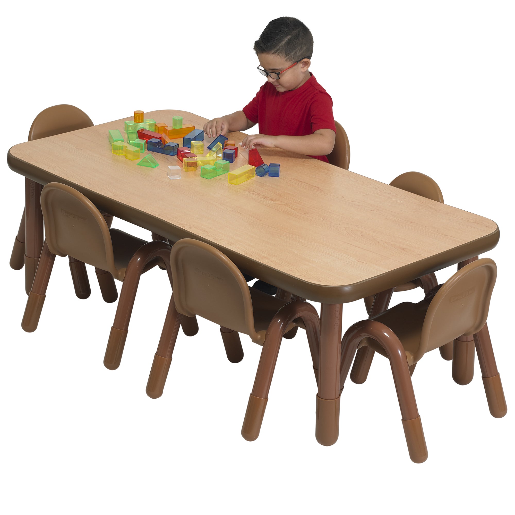 BASELINE Preschool 60" x 30" Rectangular Table & Chair Set - Natural Wood
