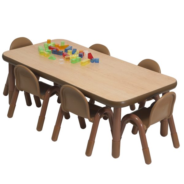 BASELINE Toddler 48" x 30" Rectangular Table & Chair Set  - Natural Wood