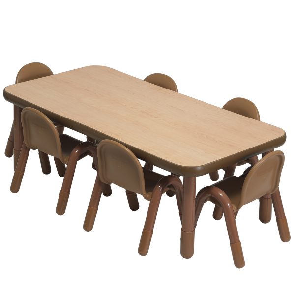 BASELINE Toddler 48" x 30" Rectangular Table & Chair Set  - Natural Wood