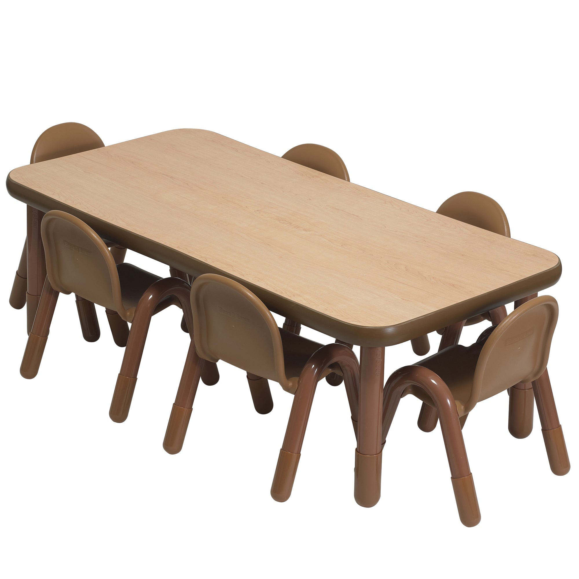 BASELINE Preschool 60" x 30" Rectangular Table & Chair Set - Natural Wood