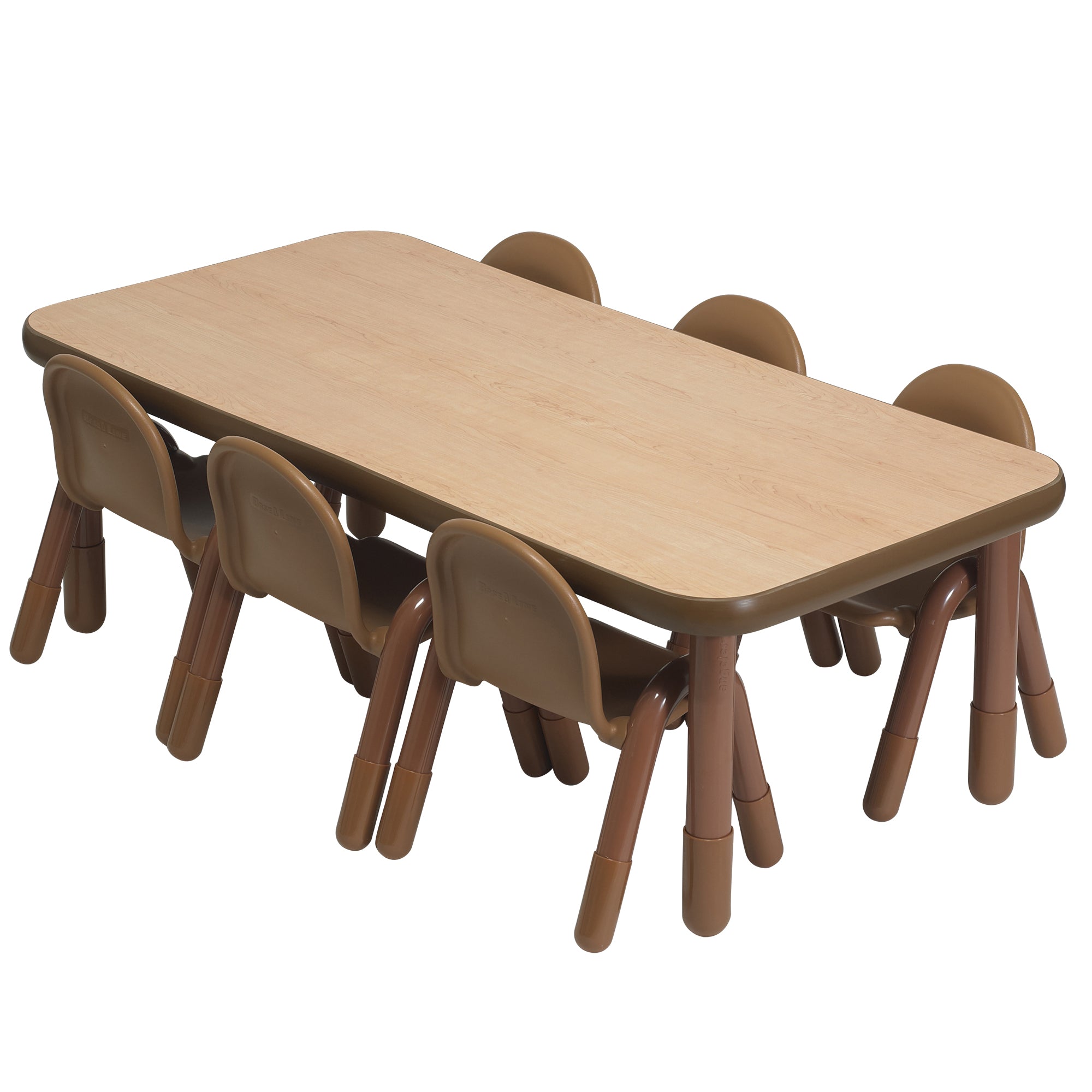 BASELINE Preschool 60" x 30" Rectangular Table & Chair Set - Natural Wood