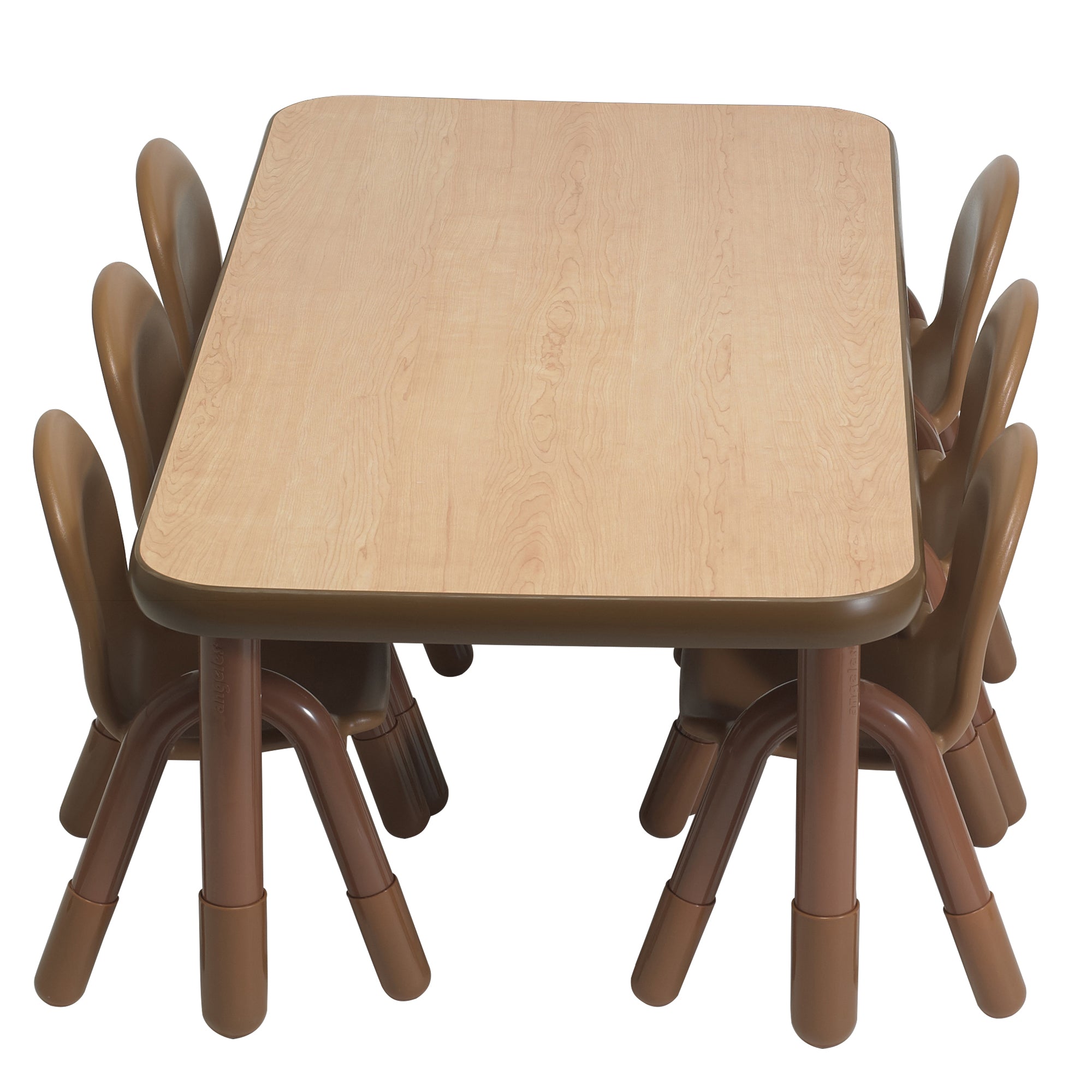 BASELINE Preschool 60" x 30" Rectangular Table & Chair Set - Natural Wood