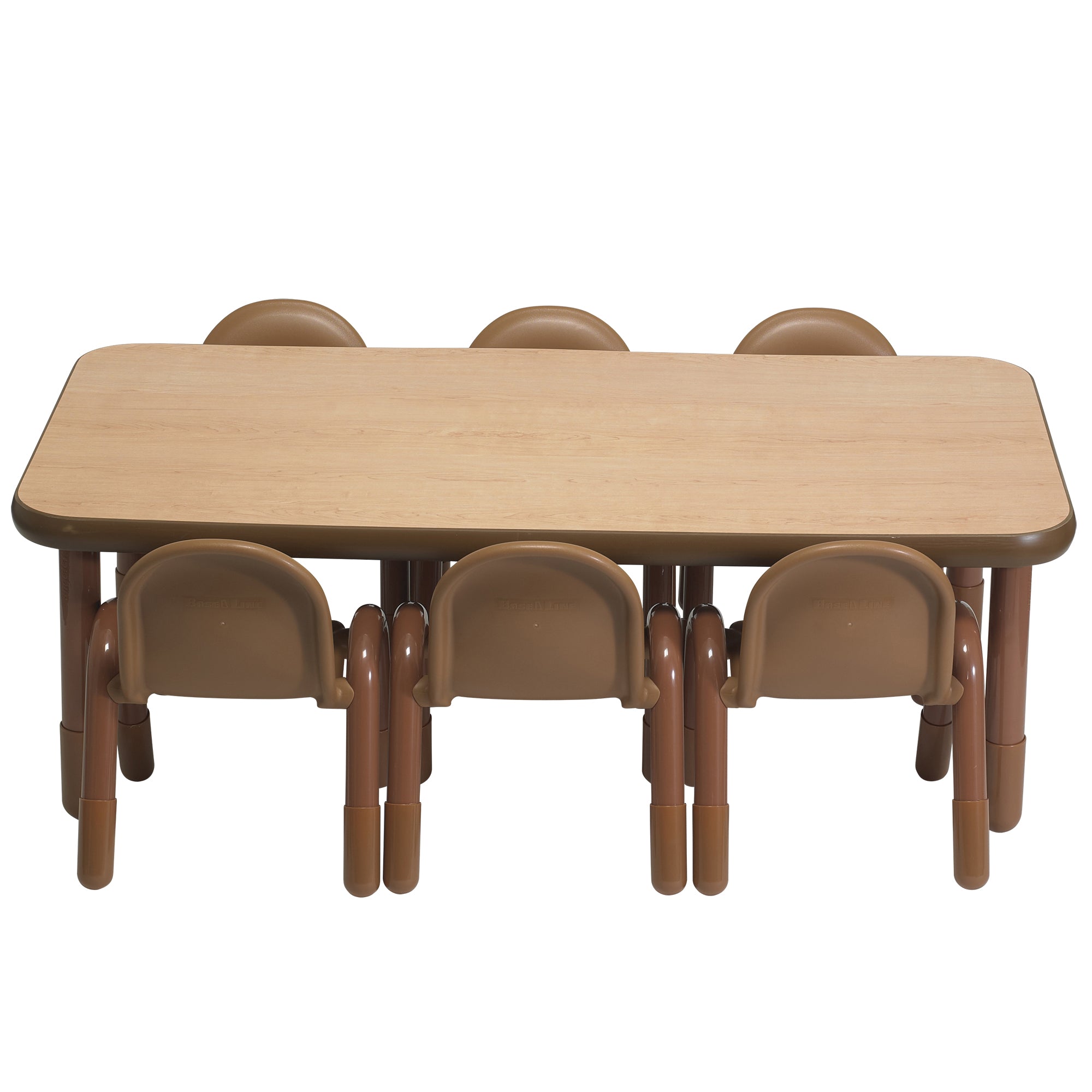 BASELINE Preschool 60" x 30" Rectangular Table & Chair Set - Natural Wood