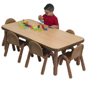 BASELINE Preschool 60" x 30" Rectangular Table & Chair Set - Natural Wood