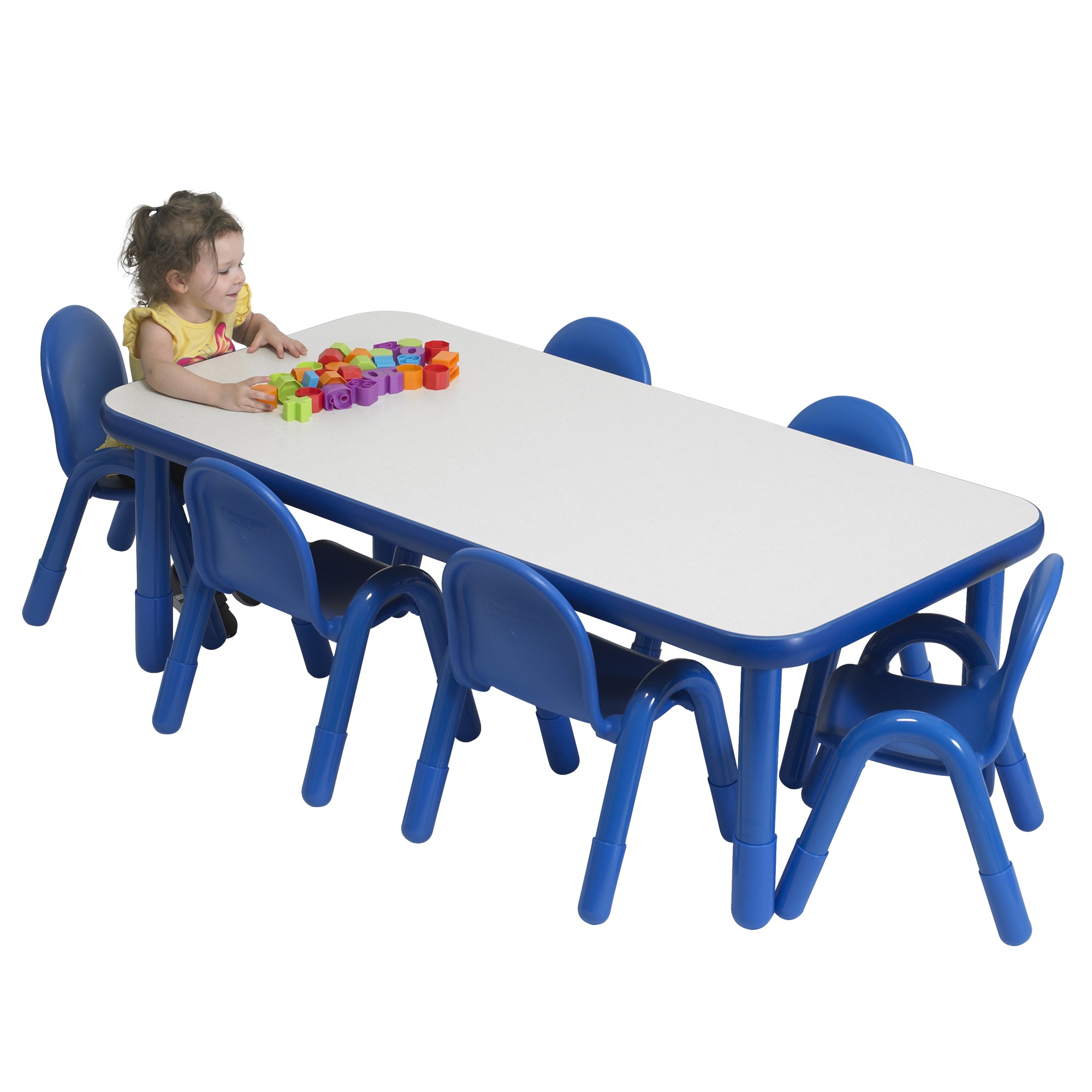 BASELINE Toddler 60" x 30" Rectangular Table & Chair Set - Solid Royal Blue