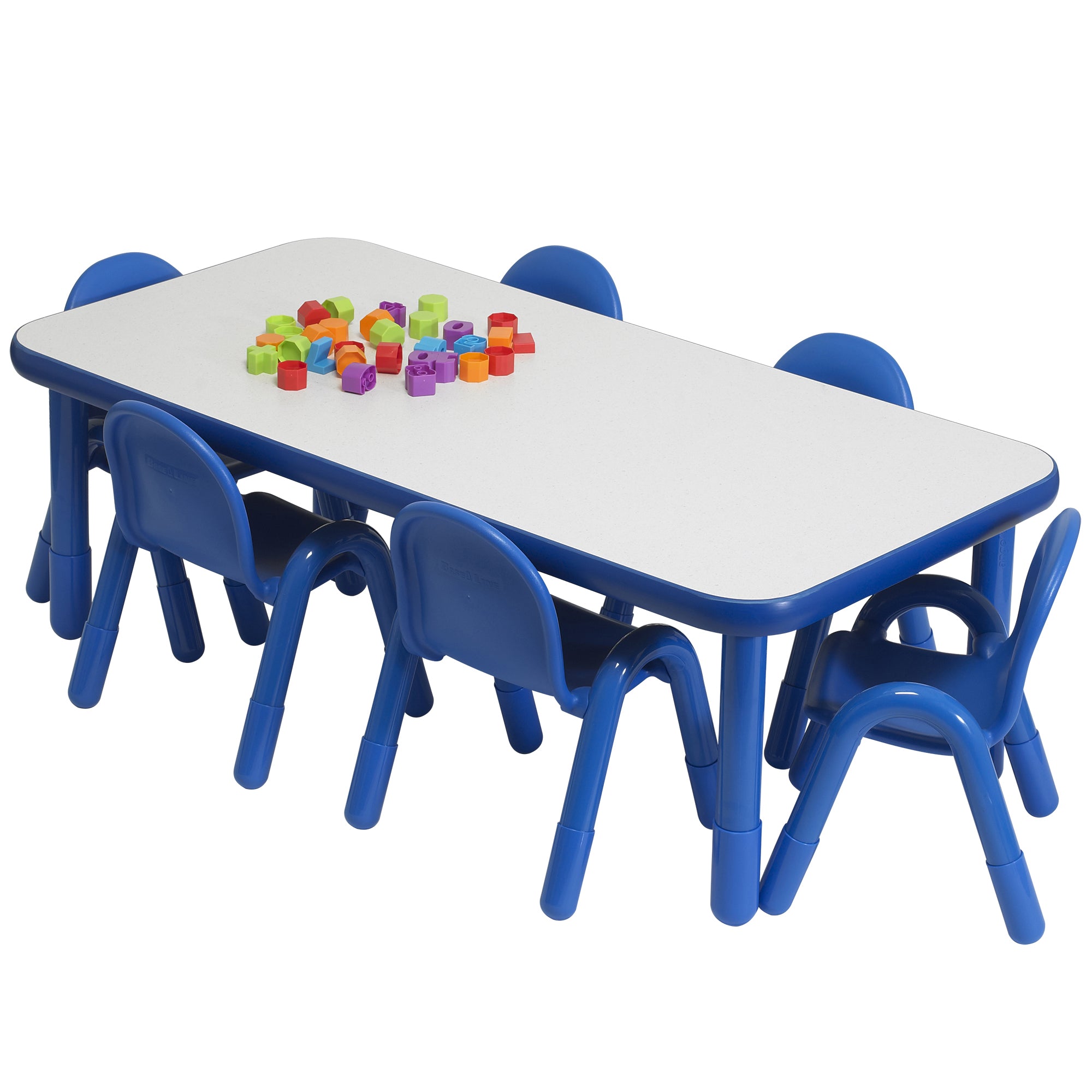 BASELINE Toddler 60" x 30" Rectangular Table & Chair Set - Solid Royal Blue