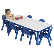 BASELINE Preschool 60" x 30" Rectangular Table & Chair Set - Solid Royal Blue