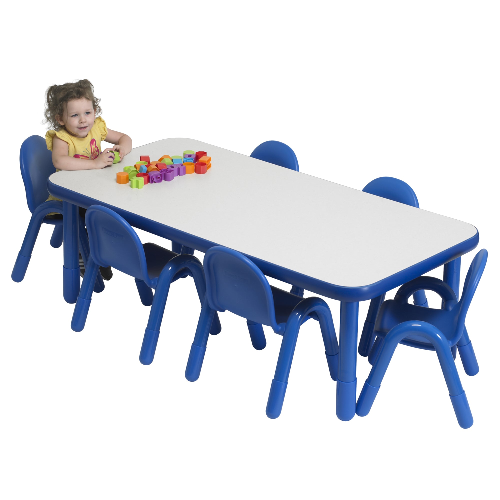 BASELINE Preschool 60" x 30" Rectangular Table & Chair Set - Solid Royal Blue