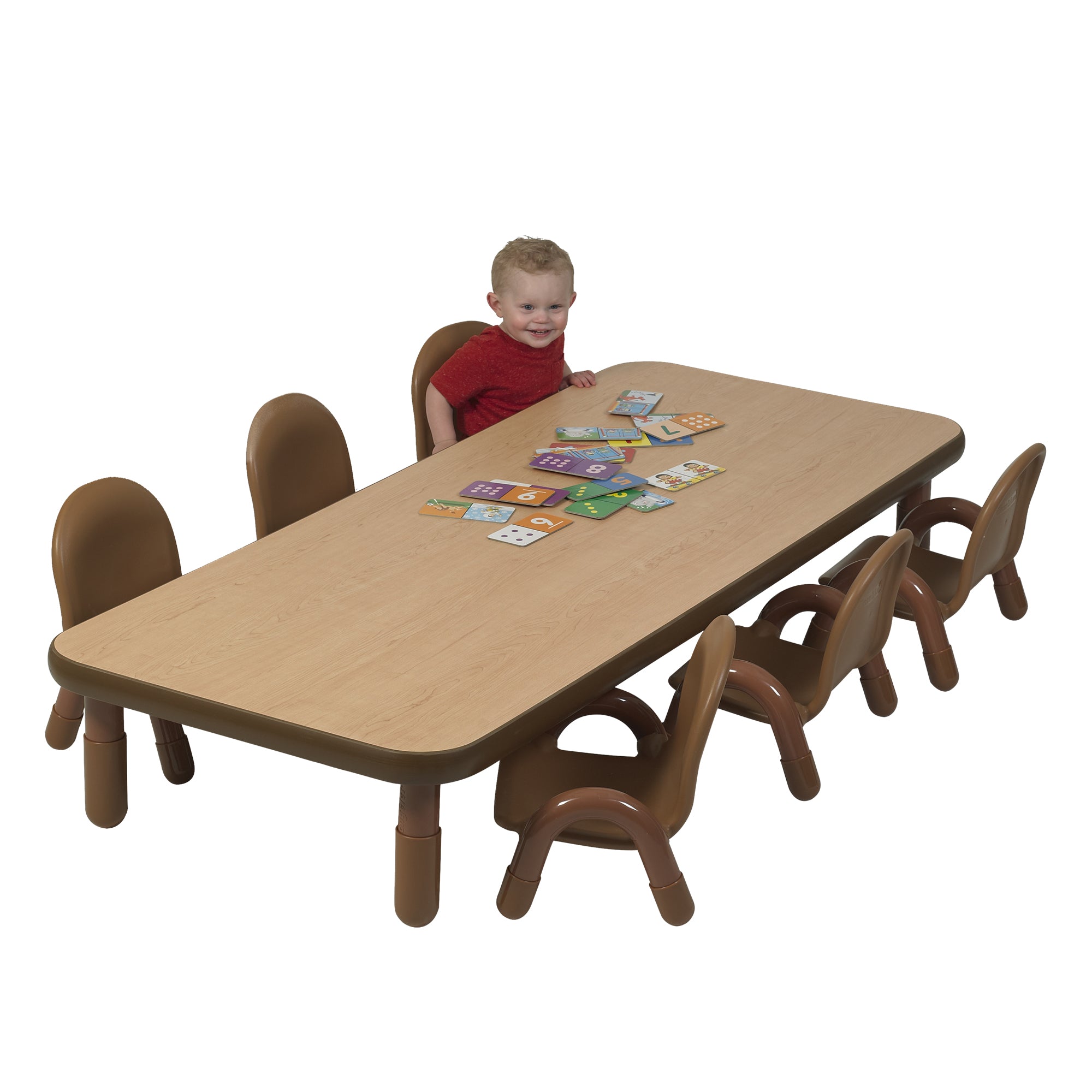 BASELINE Toddler 72" x 30" Rectangular Table & Chair Set - Natural Wood