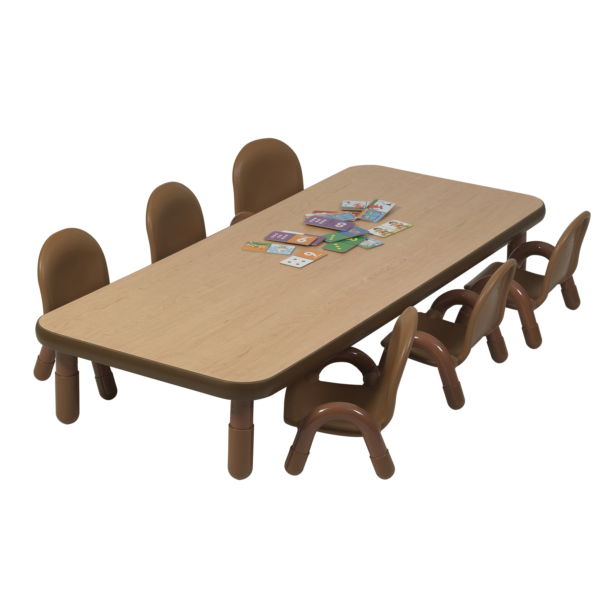 BASELINE Toddler 72" x 30" Rectangular Table & Chair Set - Natural Wood