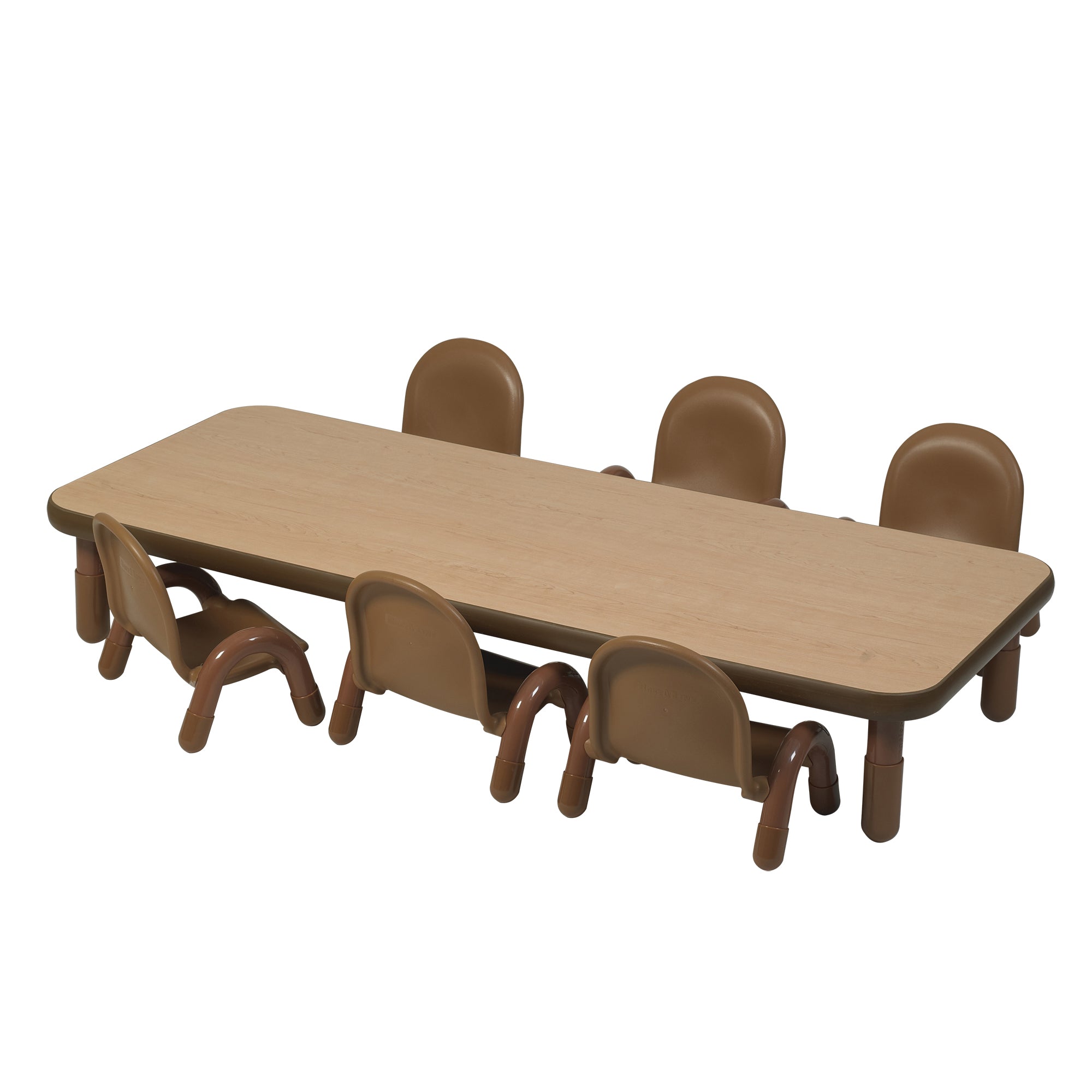 BASELINE Toddler 72" x 30" Rectangular Table & Chair Set - Natural Wood