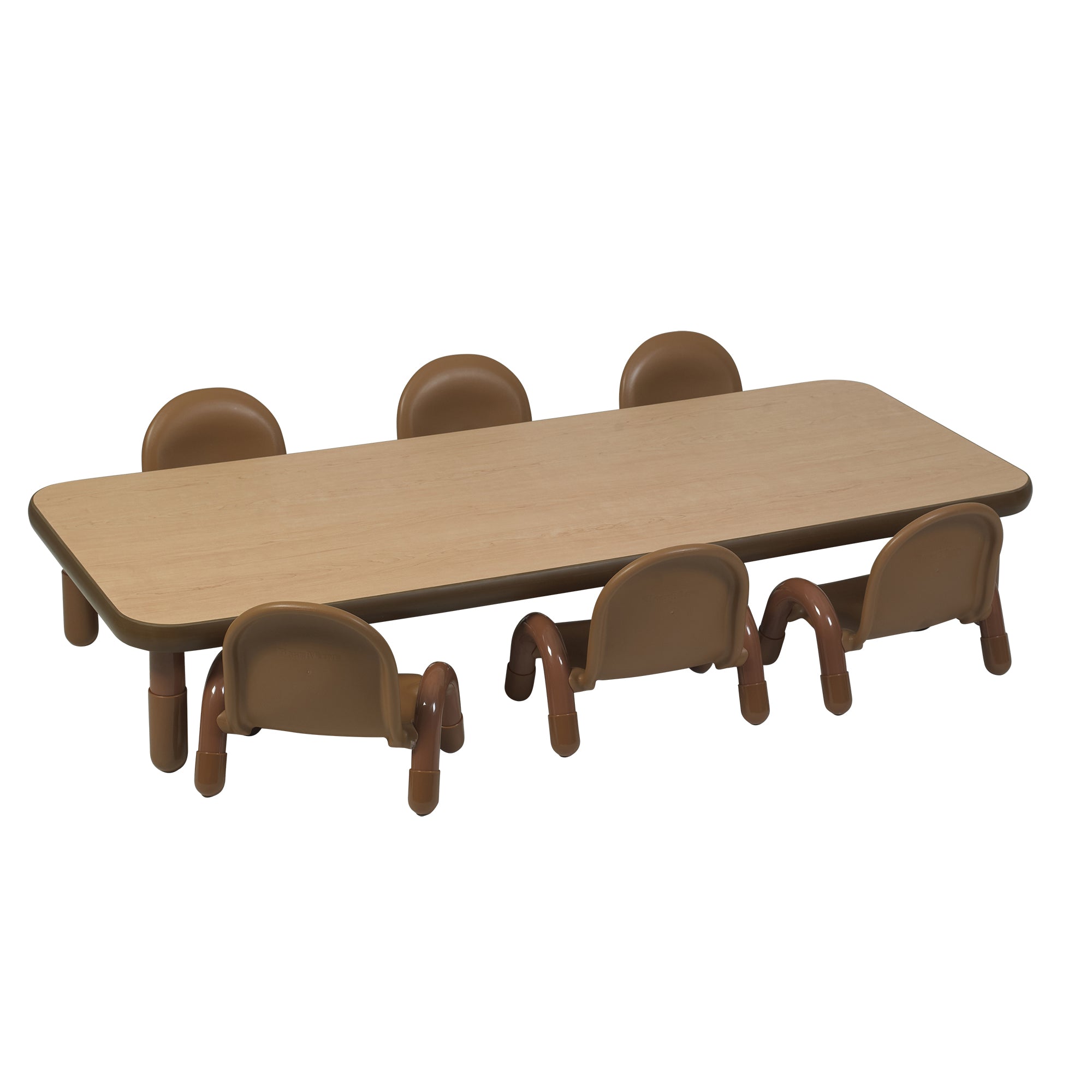 BASELINE Toddler 72" x 30" Rectangular Table & Chair Set - Natural Wood
