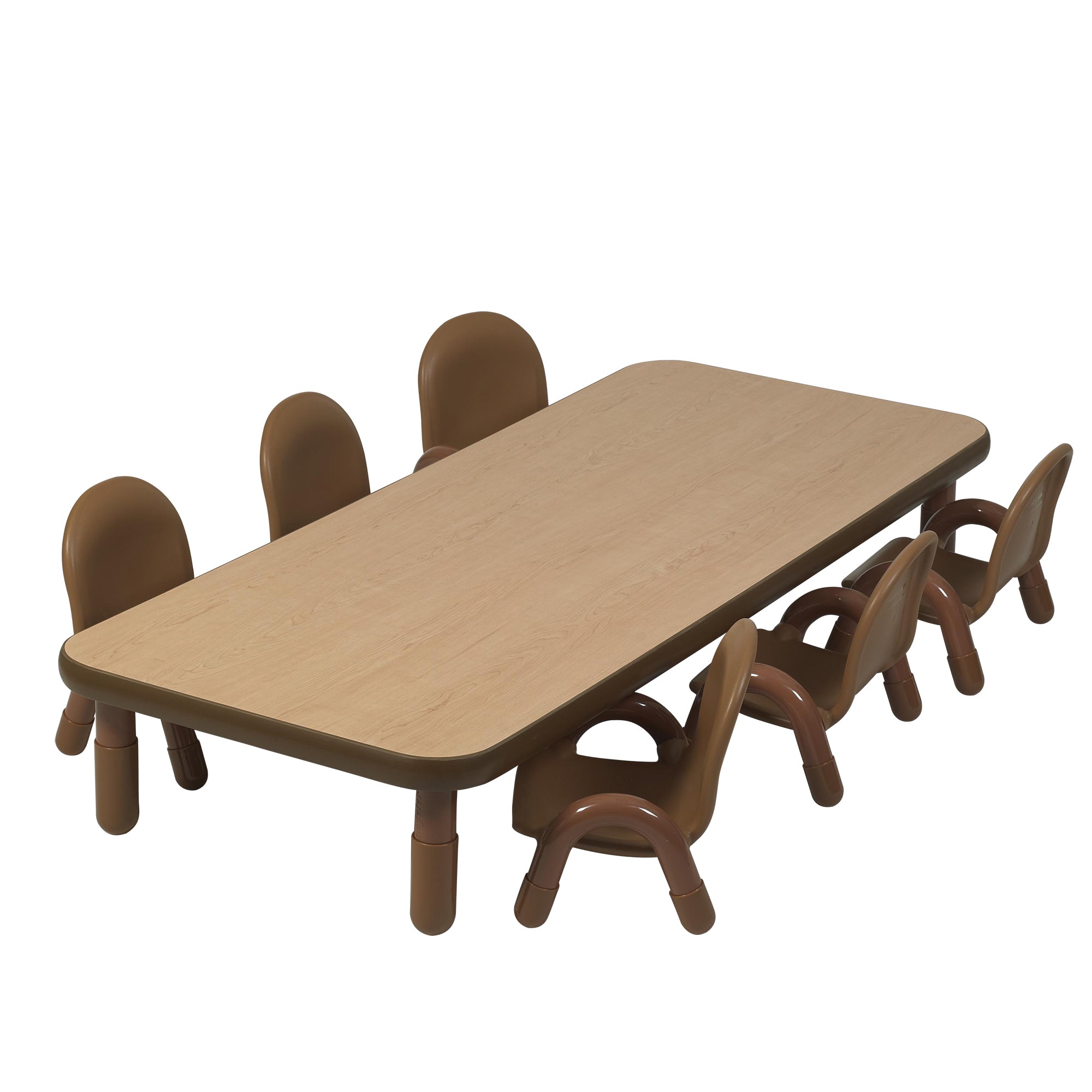 BASELINE Toddler 72" x 30" Rectangular Table & Chair Set - Natural Wood