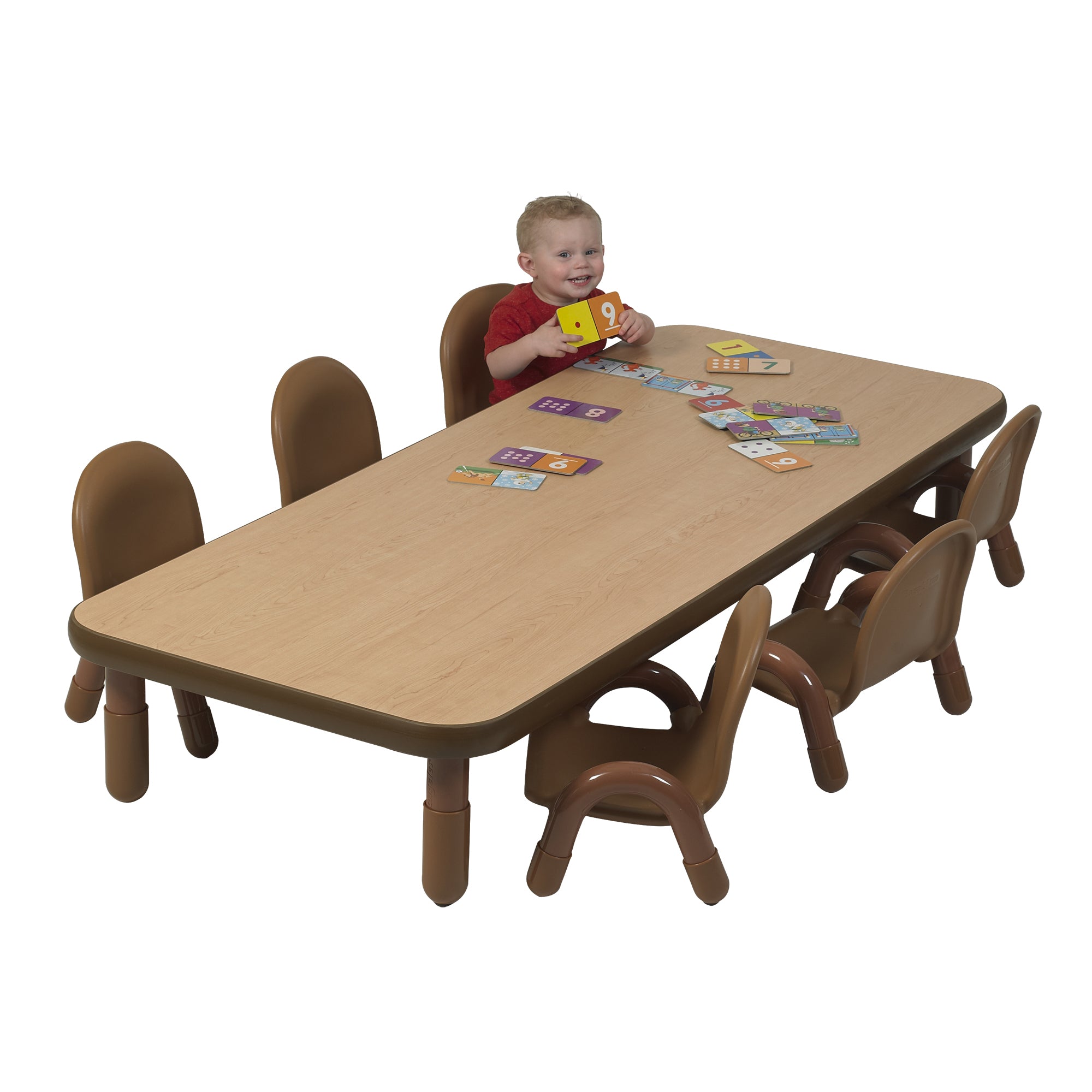 BASELINE Toddler 72" x 30" Rectangular Table & Chair Set - Natural Wood