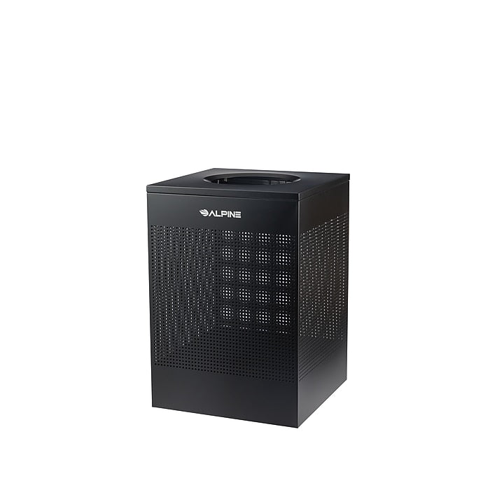 40 Gallon Black Perforated Metal Square Decorative Waste Receptacle