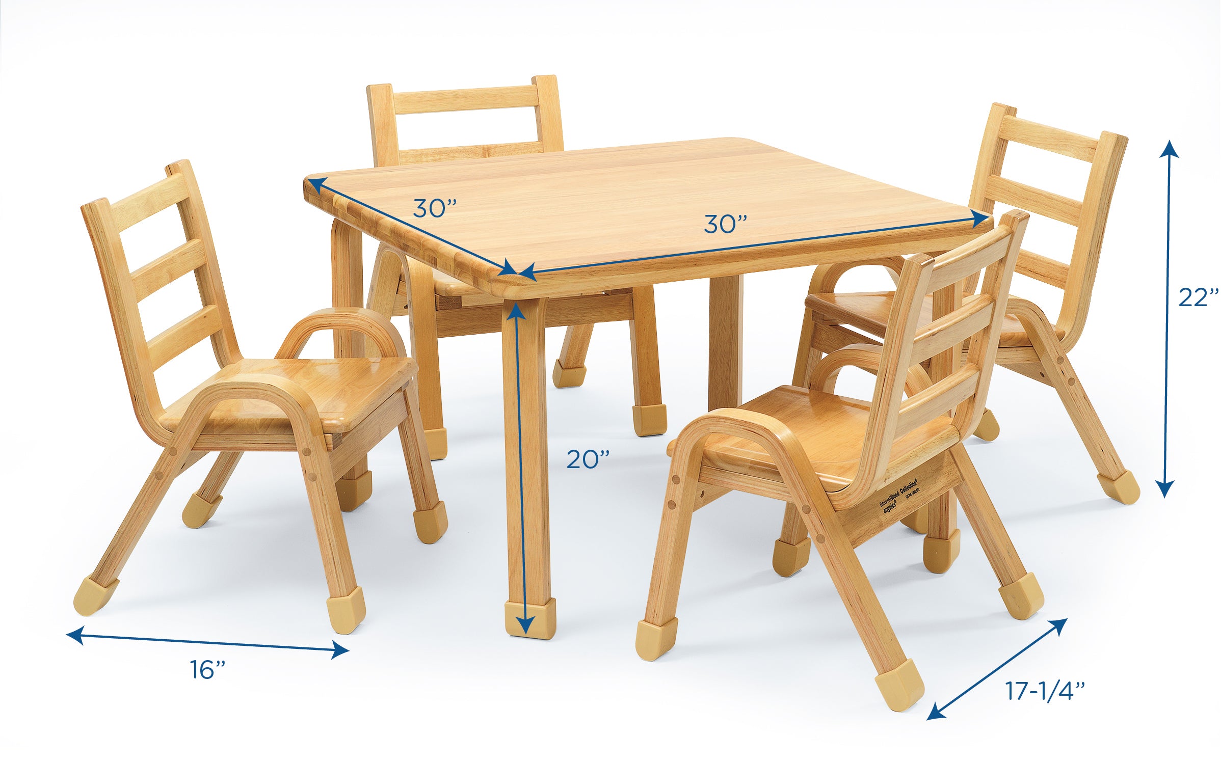 NaturalWood Collection Preschool Square Table & Chair Set
