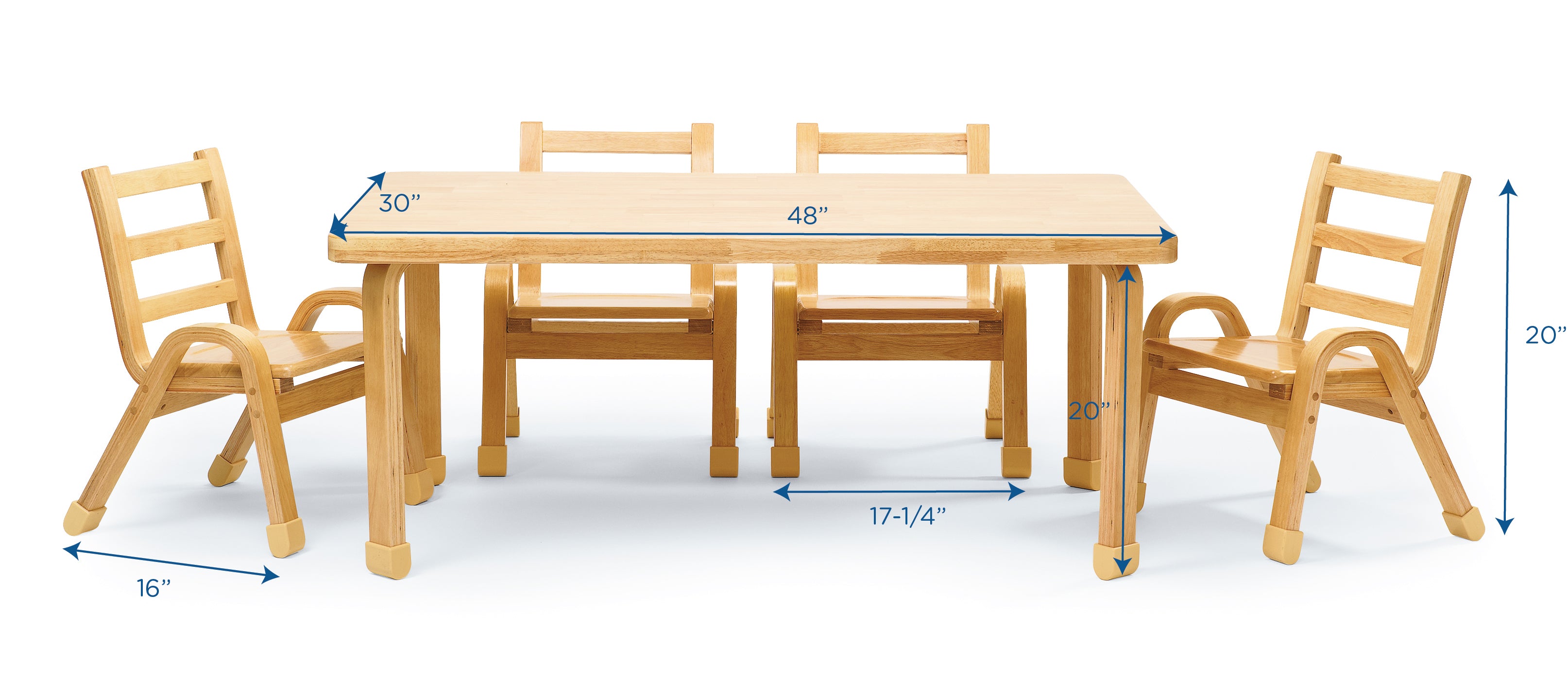 NaturalWood Collection Preschool Rectangle Table & Chair Set