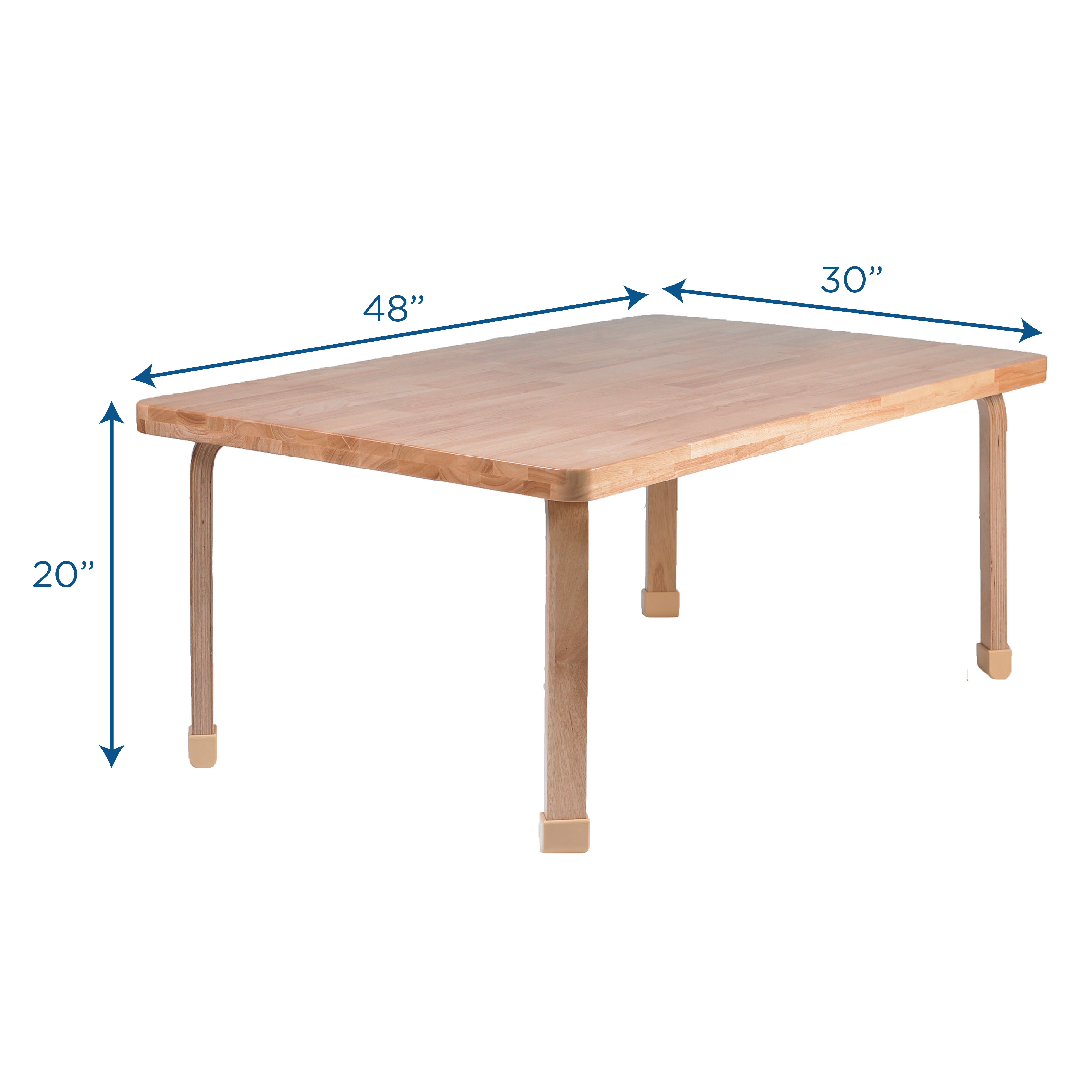 Rectangle NaturalWood Table Top with 20" Legs